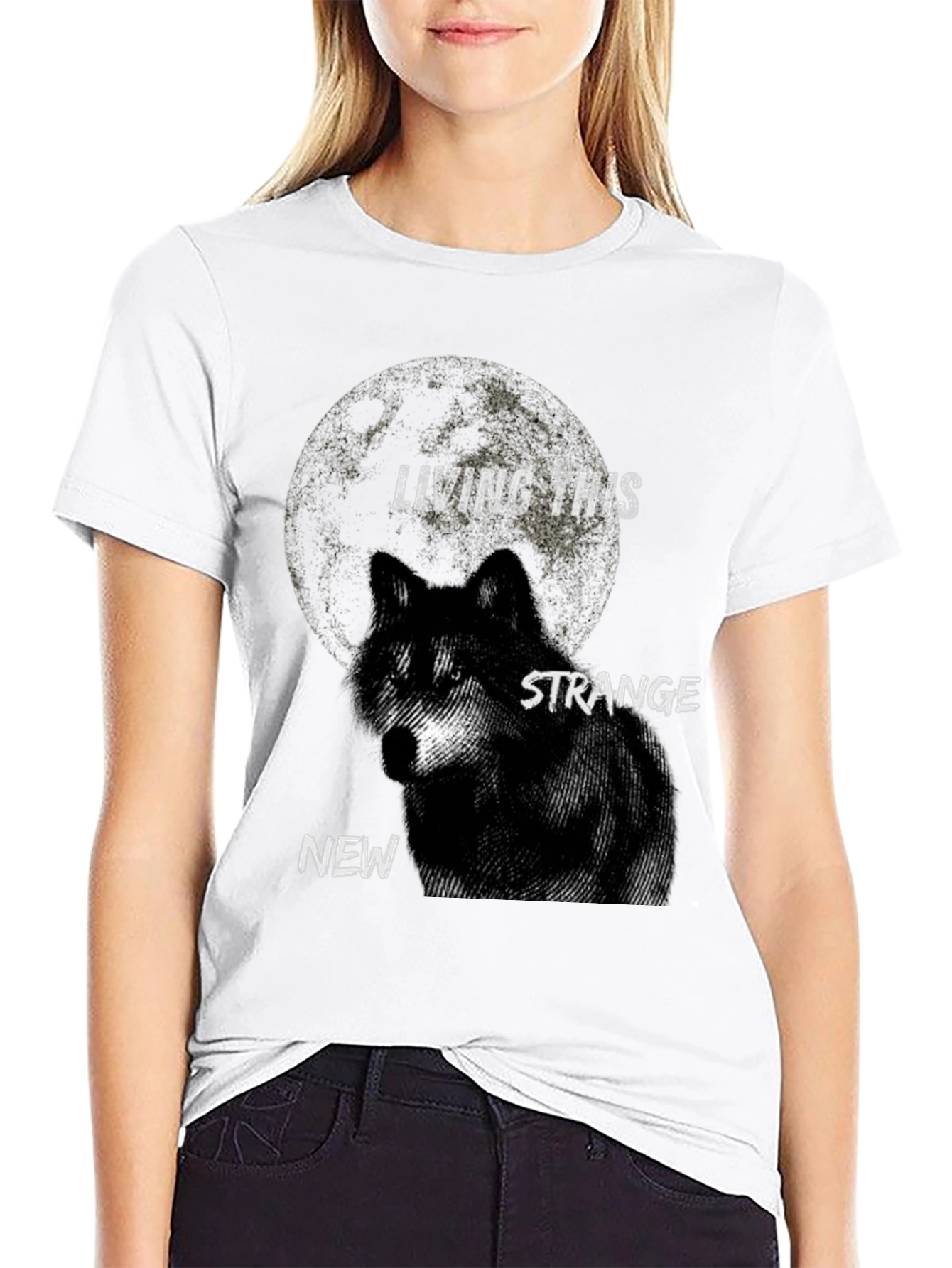 Living This Strange New Wolf Moon Graphic T-Shirt