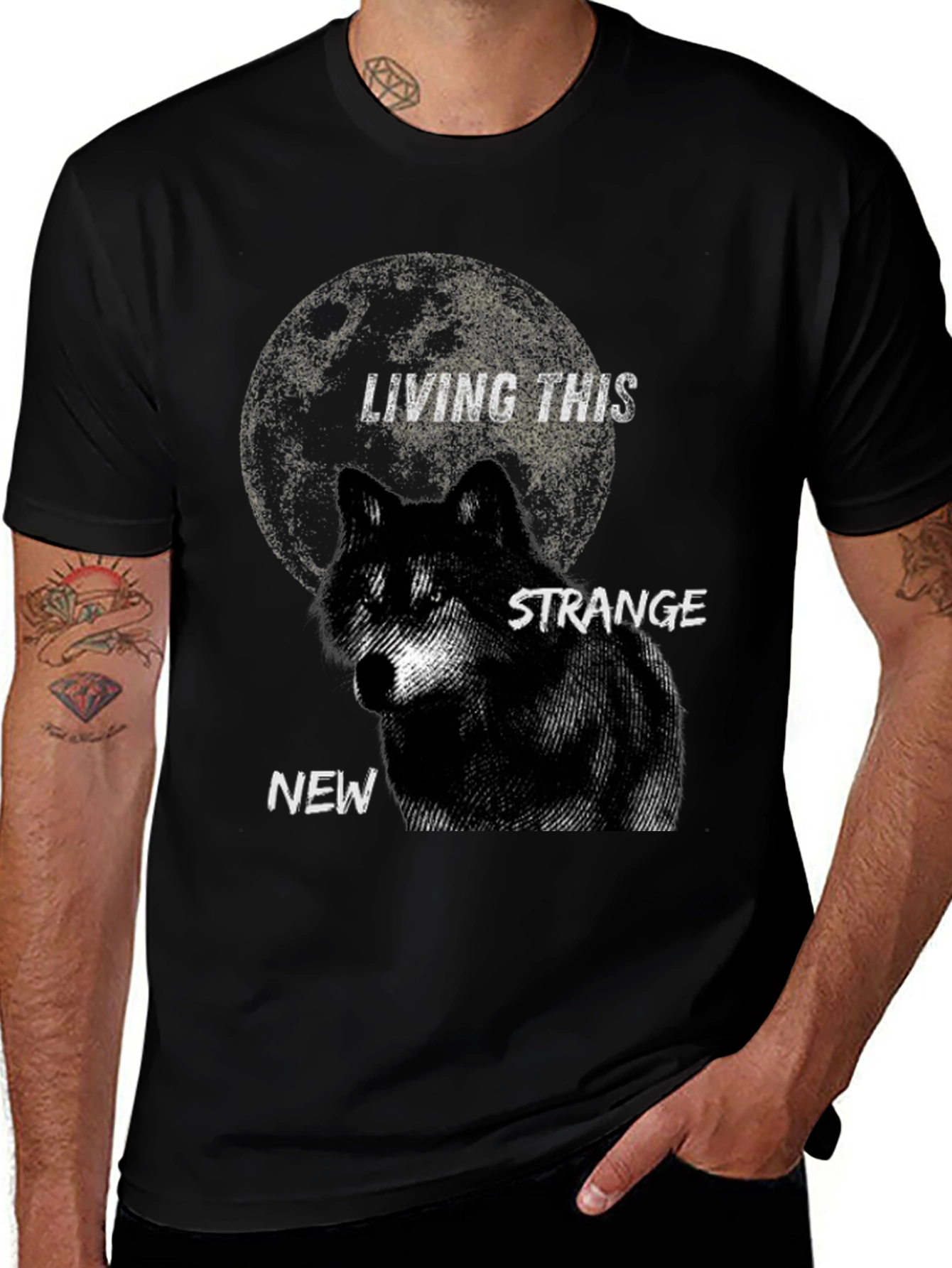 Living This Strange New Wolf Moon Graphic T-Shirt