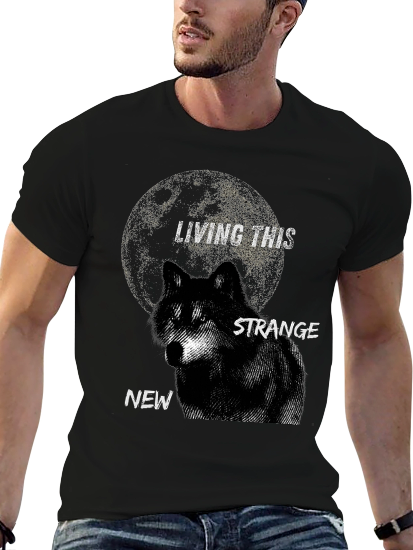 Living This Strange New Wolf Moon Graphic T-Shirt
