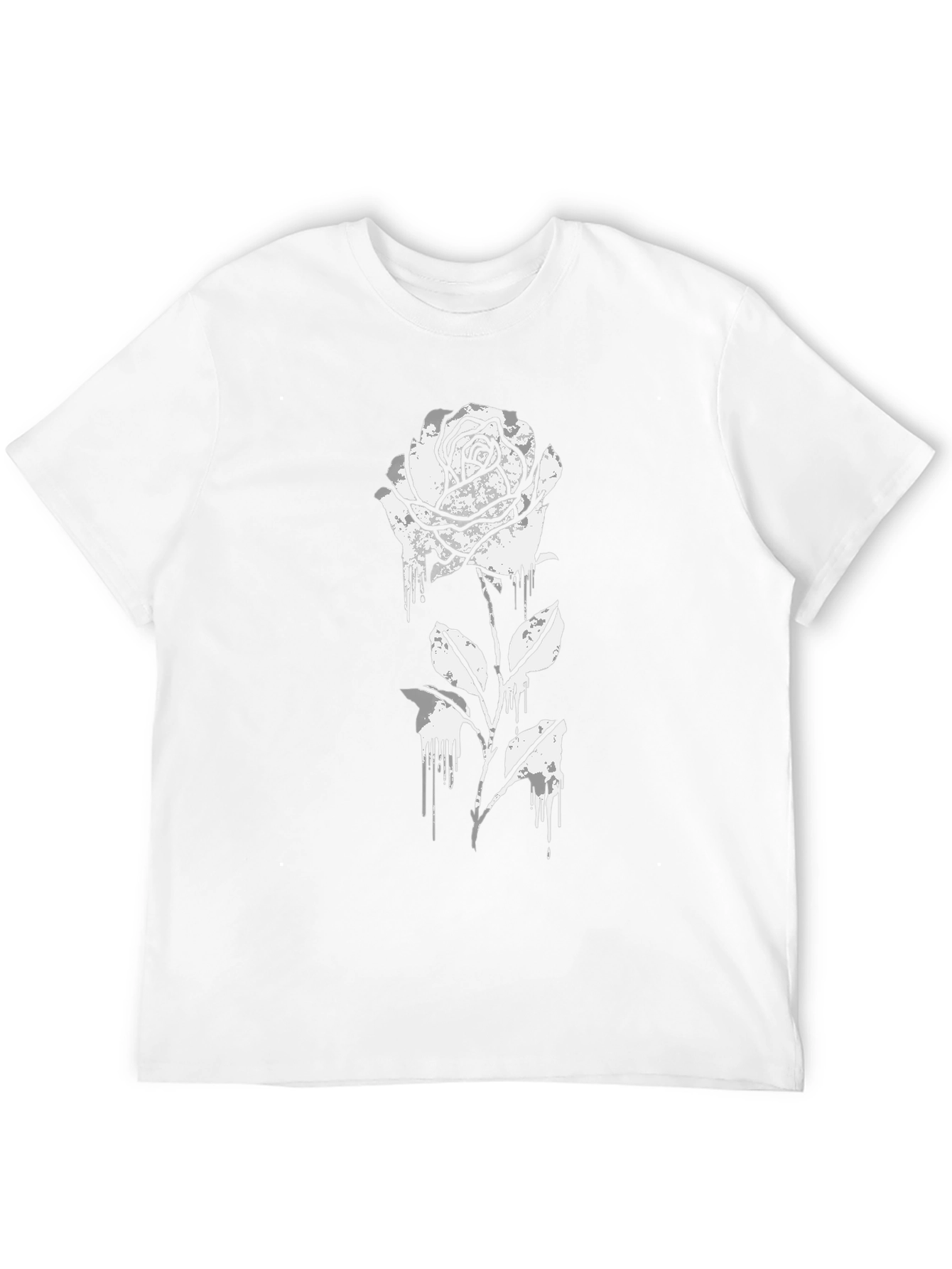 Black T-Shirt with Dripping Rose Graphic