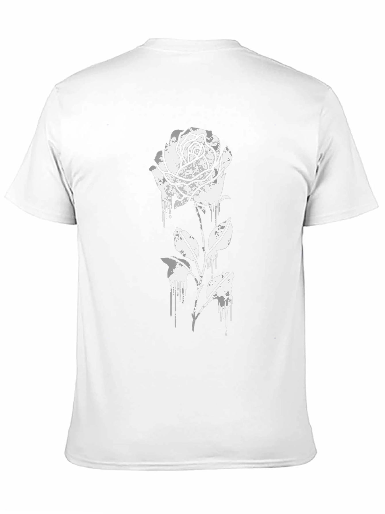 Black T-Shirt with Dripping Rose Graphic