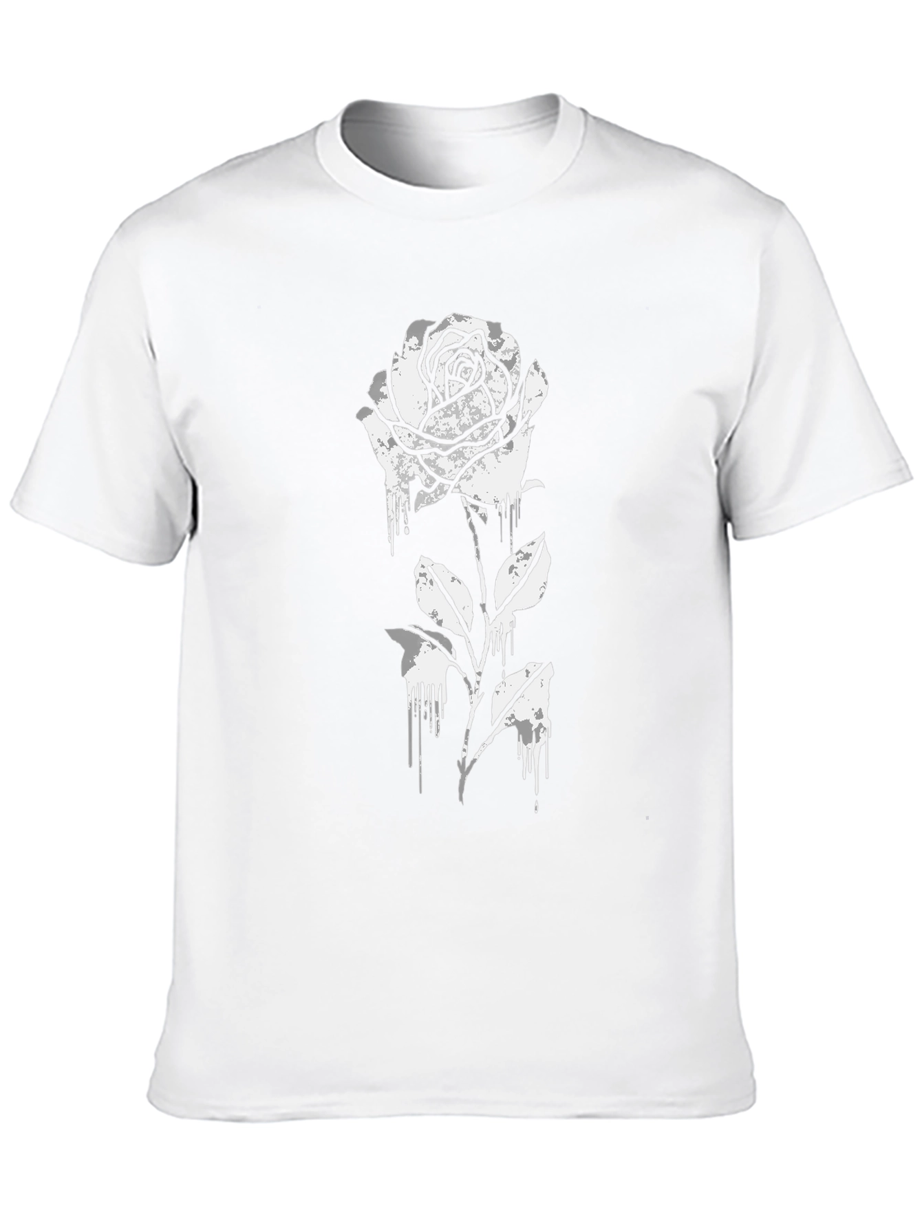 Black T-Shirt with Dripping Rose Graphic