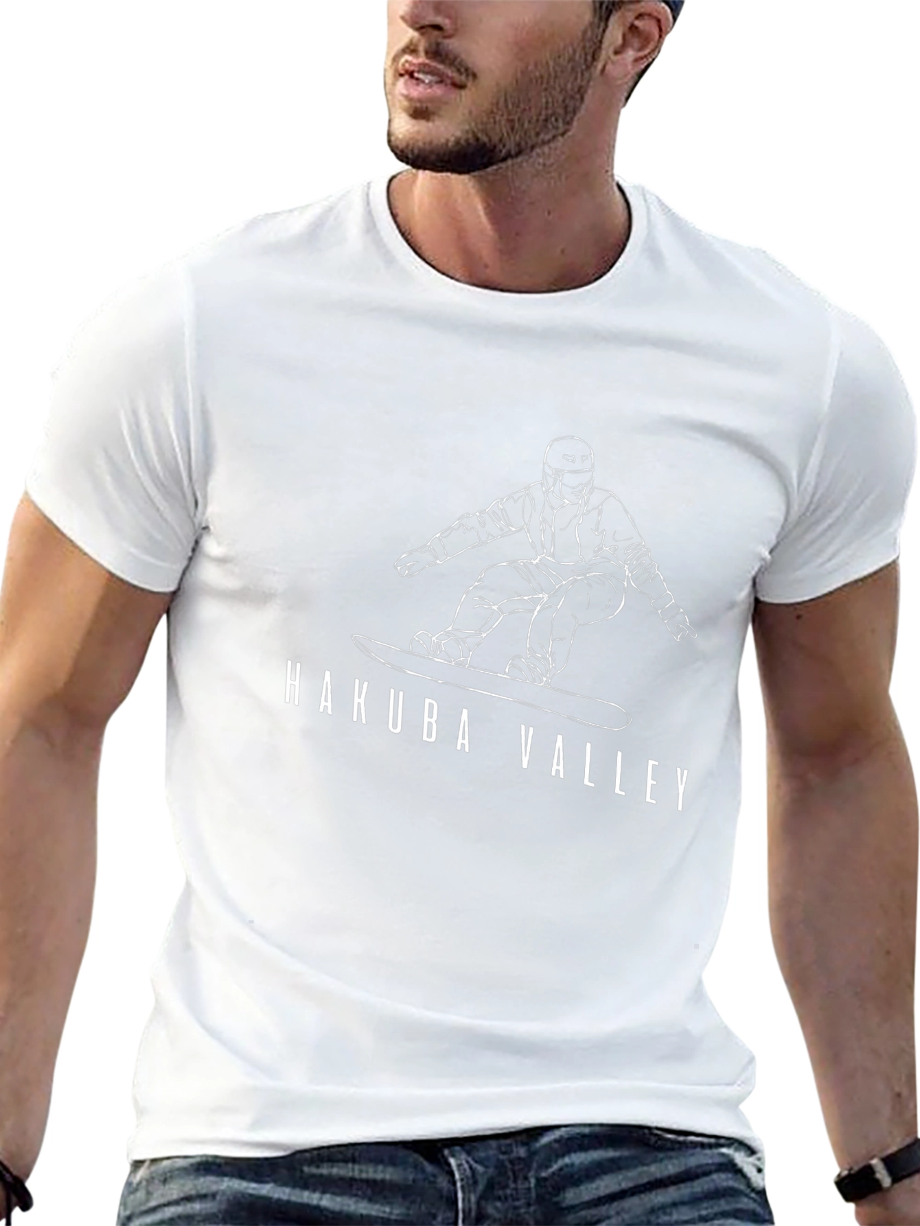 Hakuba Valley Snowboarder Graphic Tee - Black Cotton Blend