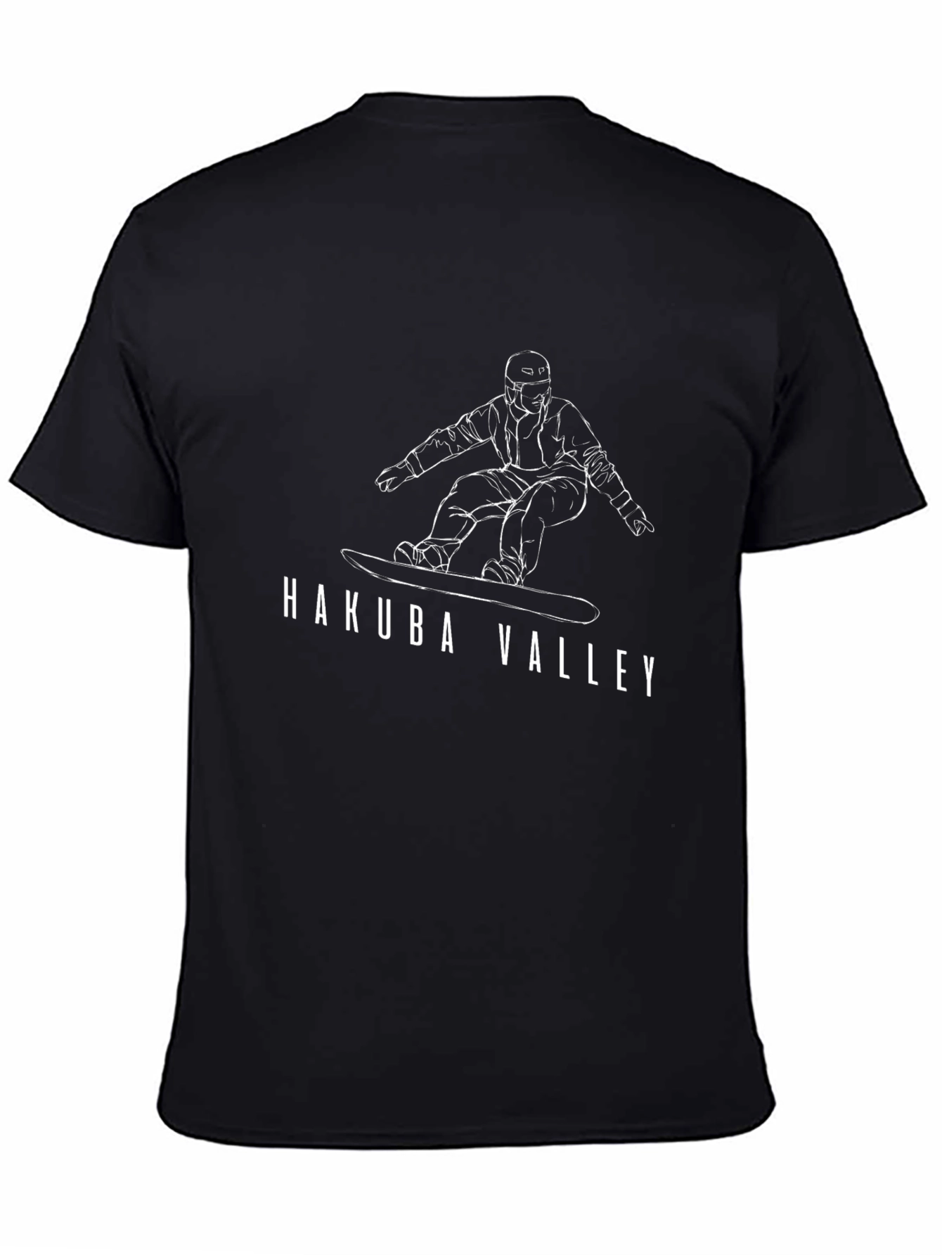 Hakuba Valley Snowboarder Graphic Tee - Black Cotton Blend