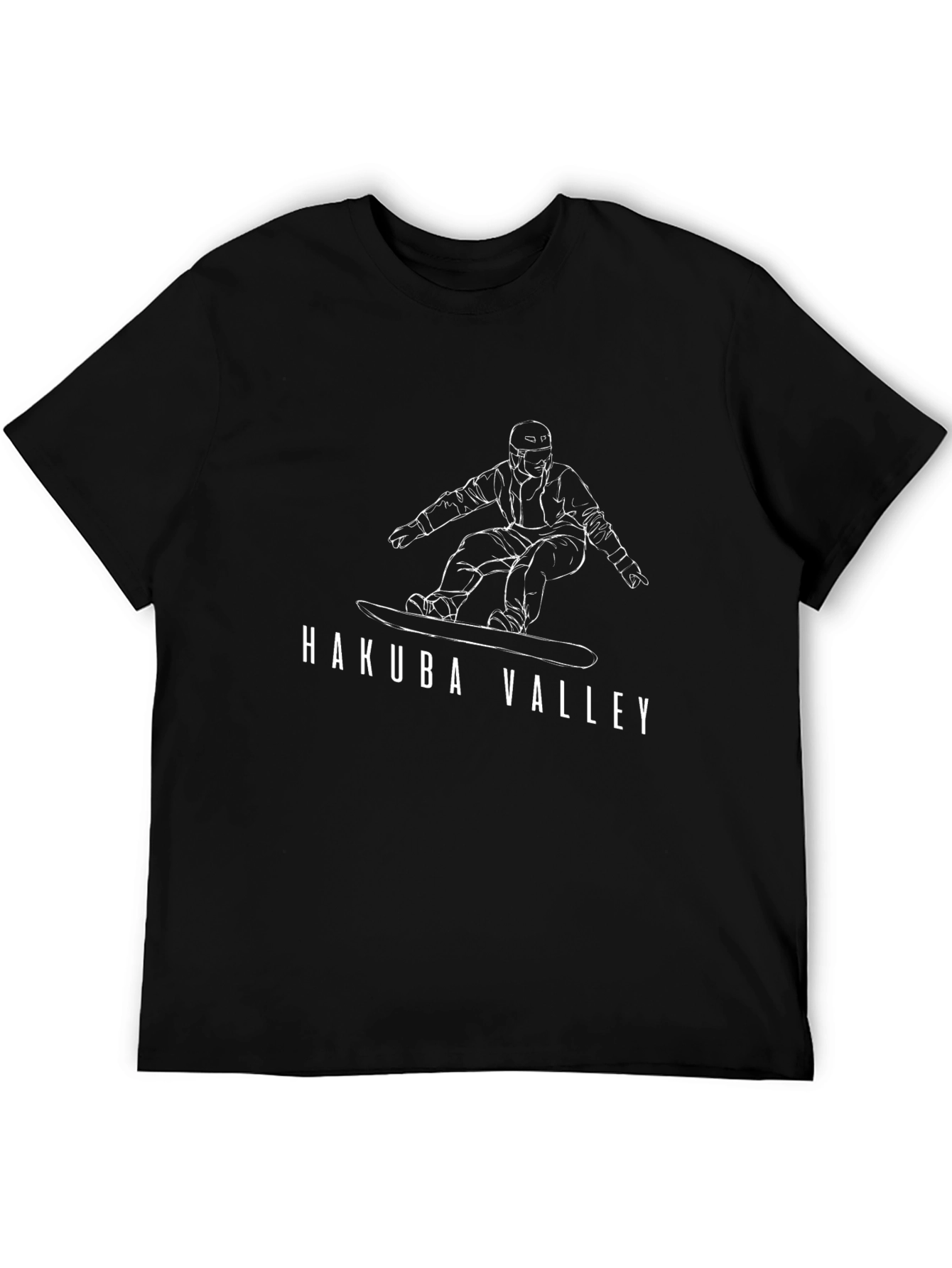Hakuba Valley Snowboarder Graphic Tee - Black Cotton Blend