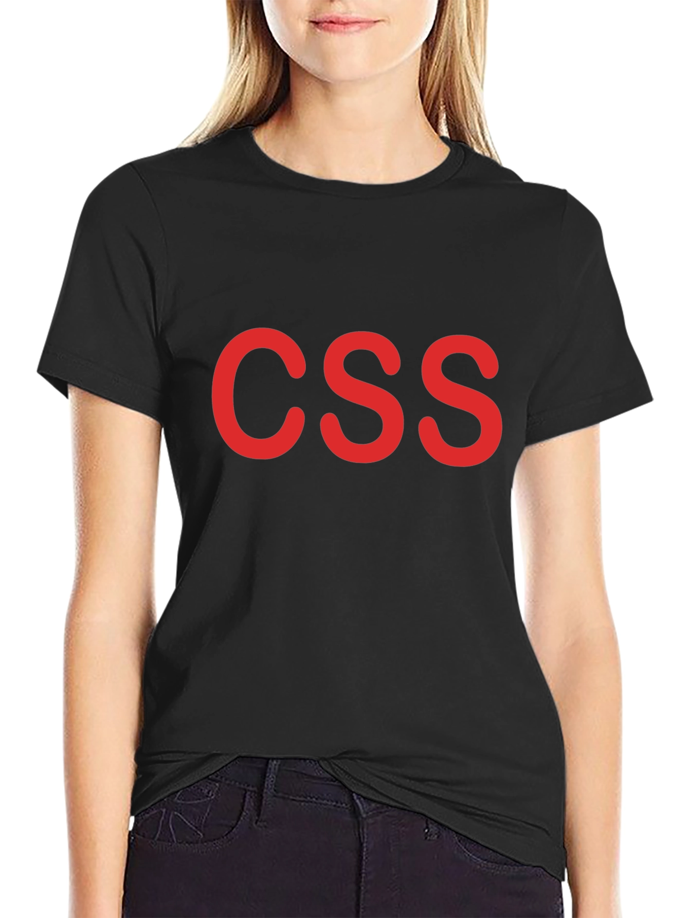 CSS T-Shirt - Red Text on Black Cotton Tee
