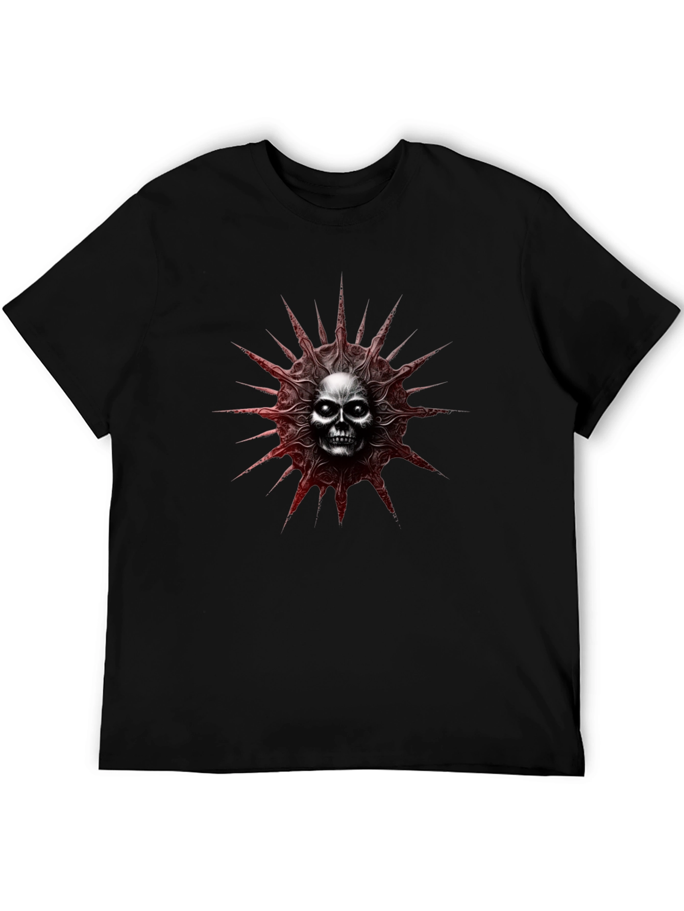 Edgy Skull Sun T-Shirt - Black Graphic Tee