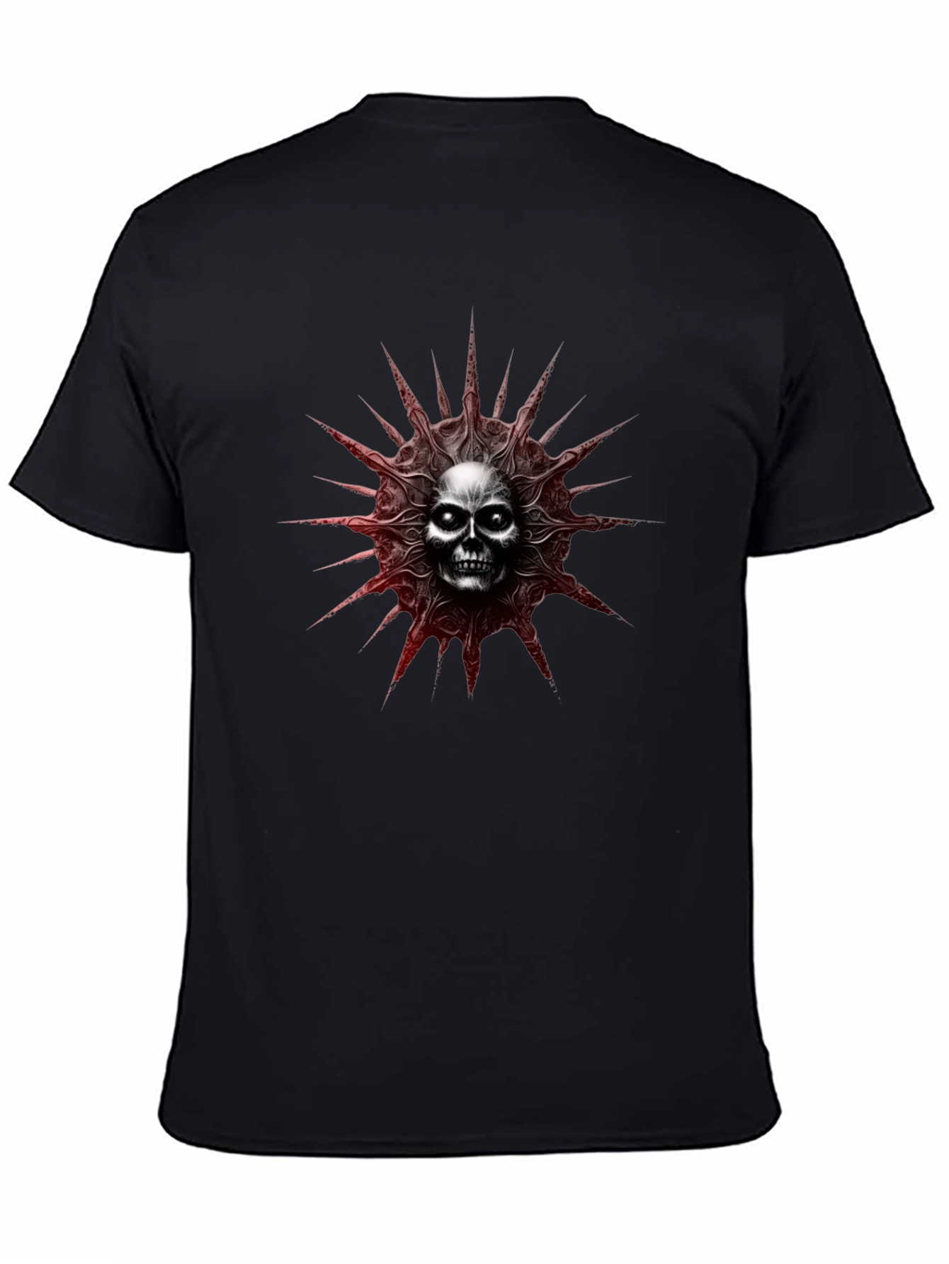 Edgy Skull Sun T-Shirt - Black Graphic Tee