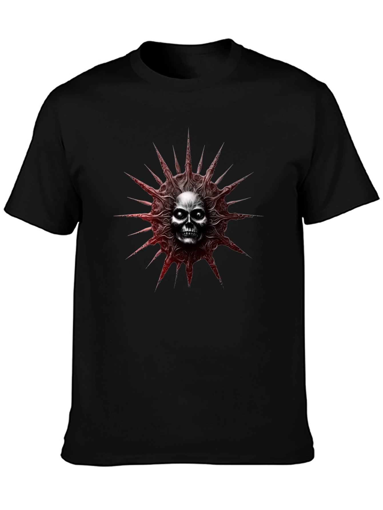 Edgy Skull Sun T-Shirt - Black Graphic Tee