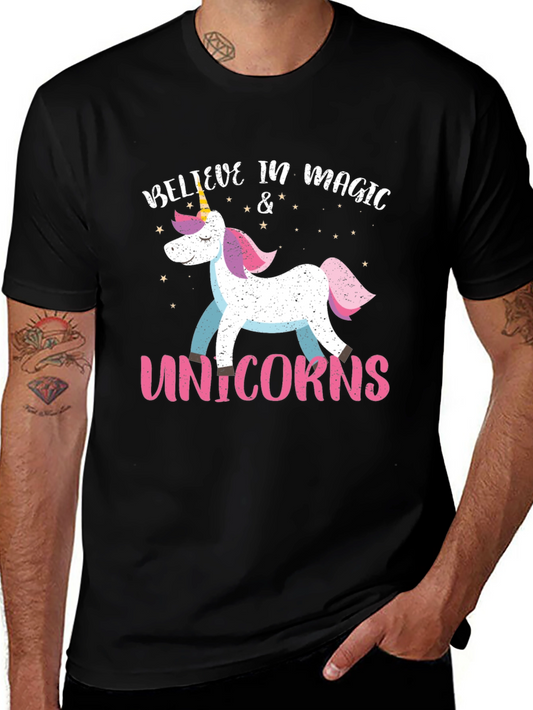 Believe in Magic Unicorns Black T-Shirt