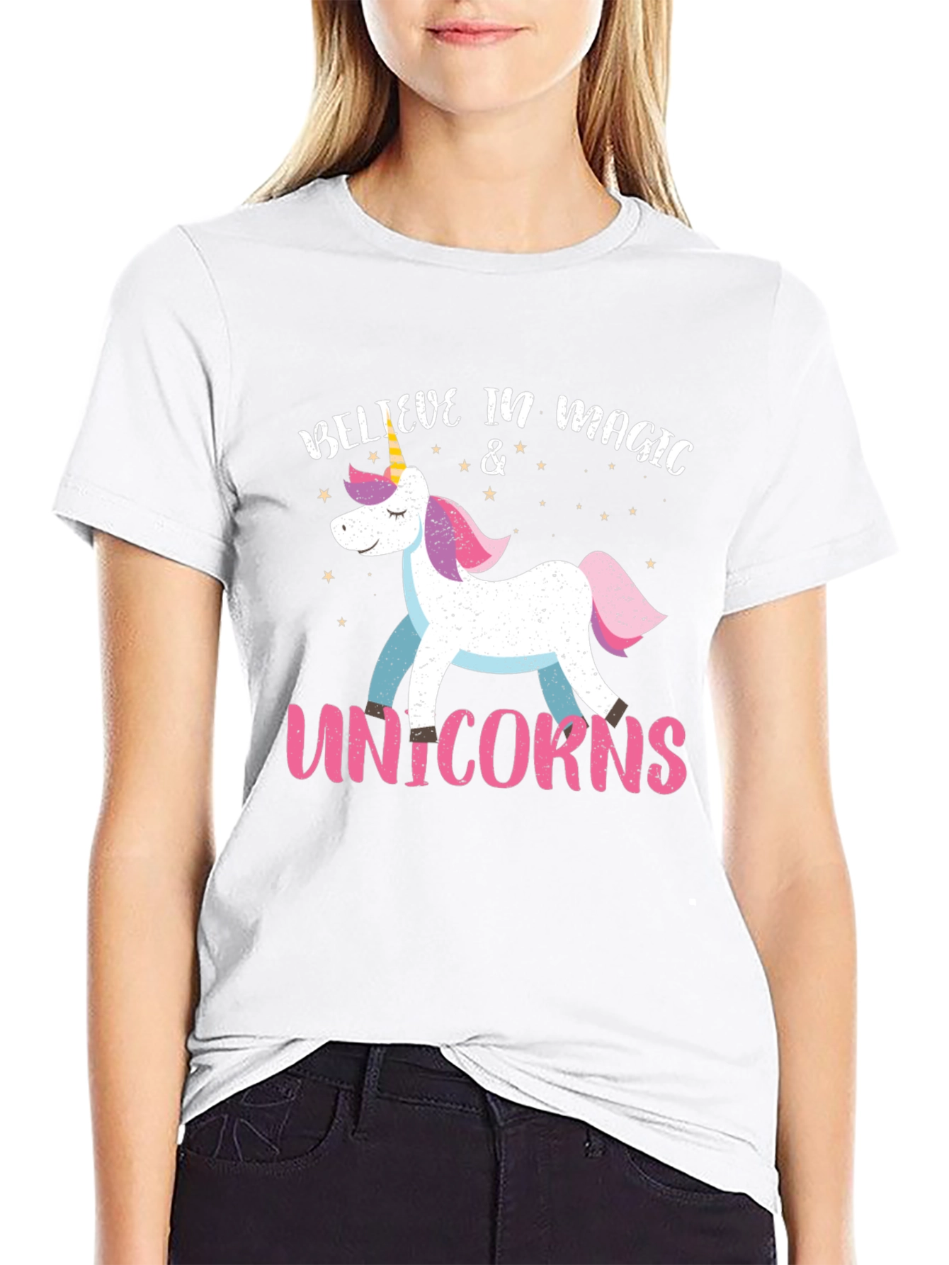 Believe in Magic Unicorns Black T-Shirt