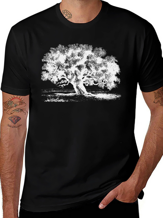Mens Black Tree Graphic Tee - Nature Inspired Print