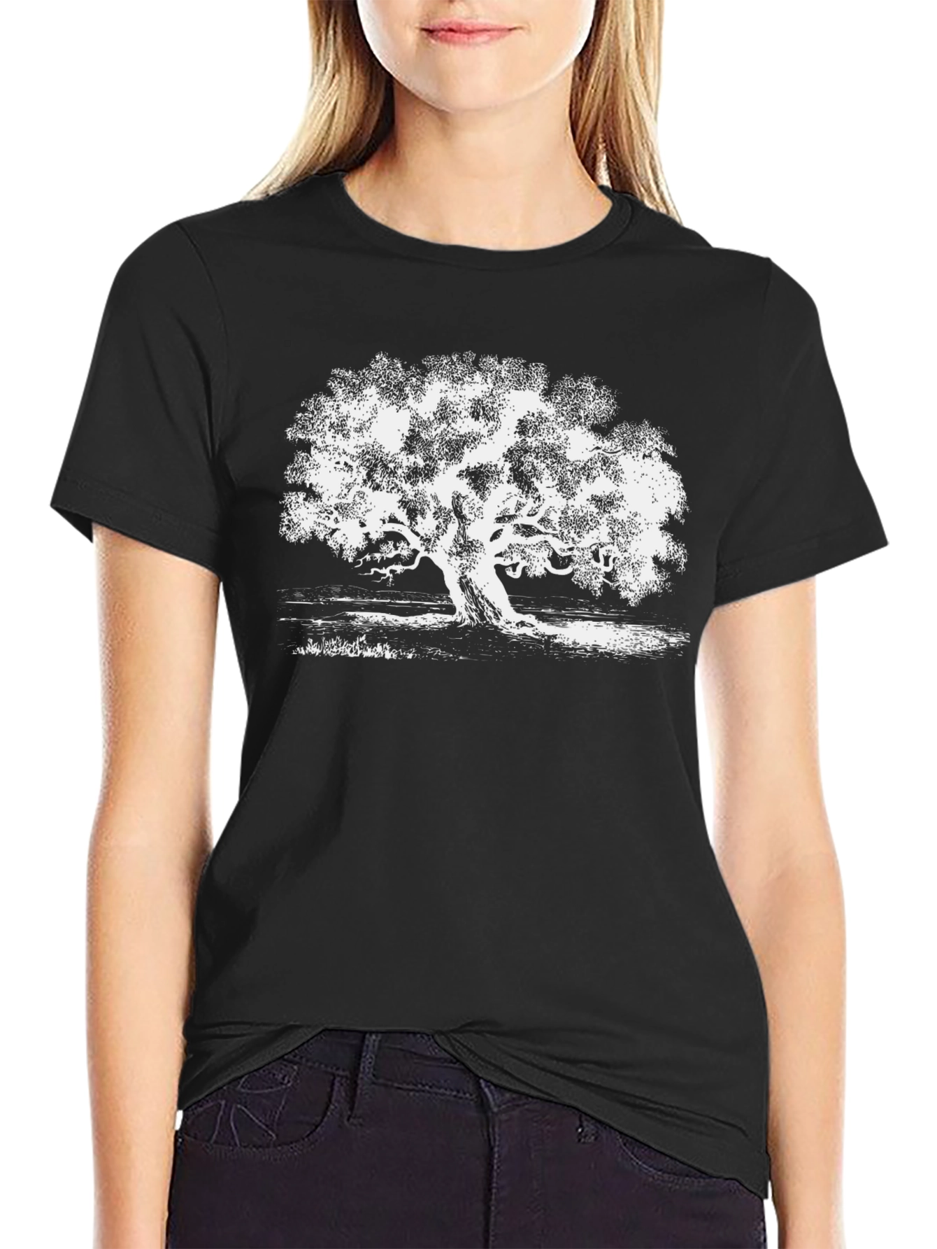 Mens Black Tree Graphic Tee - Nature Inspired Print