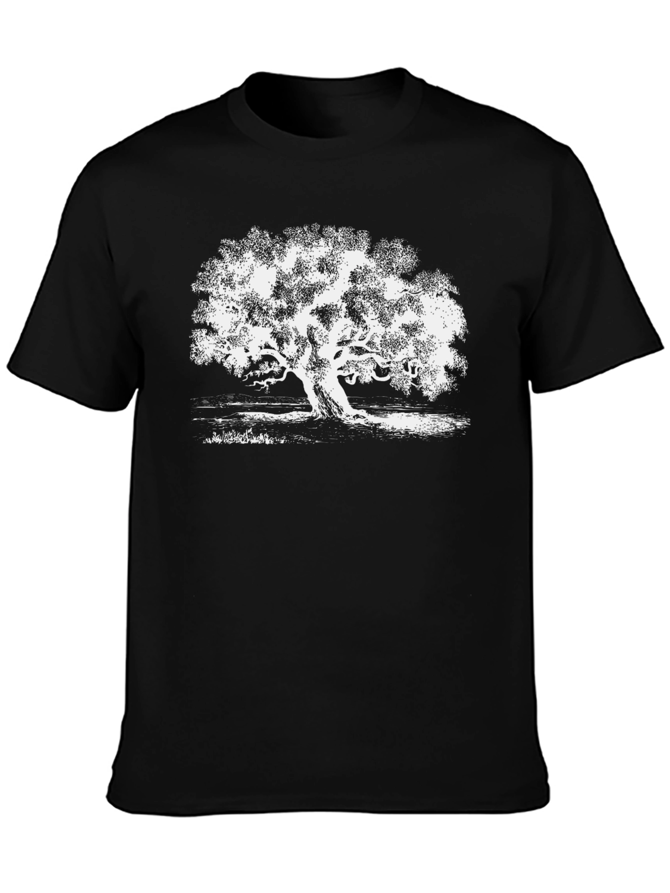 Mens Black Tree Graphic Tee - Nature Inspired Print