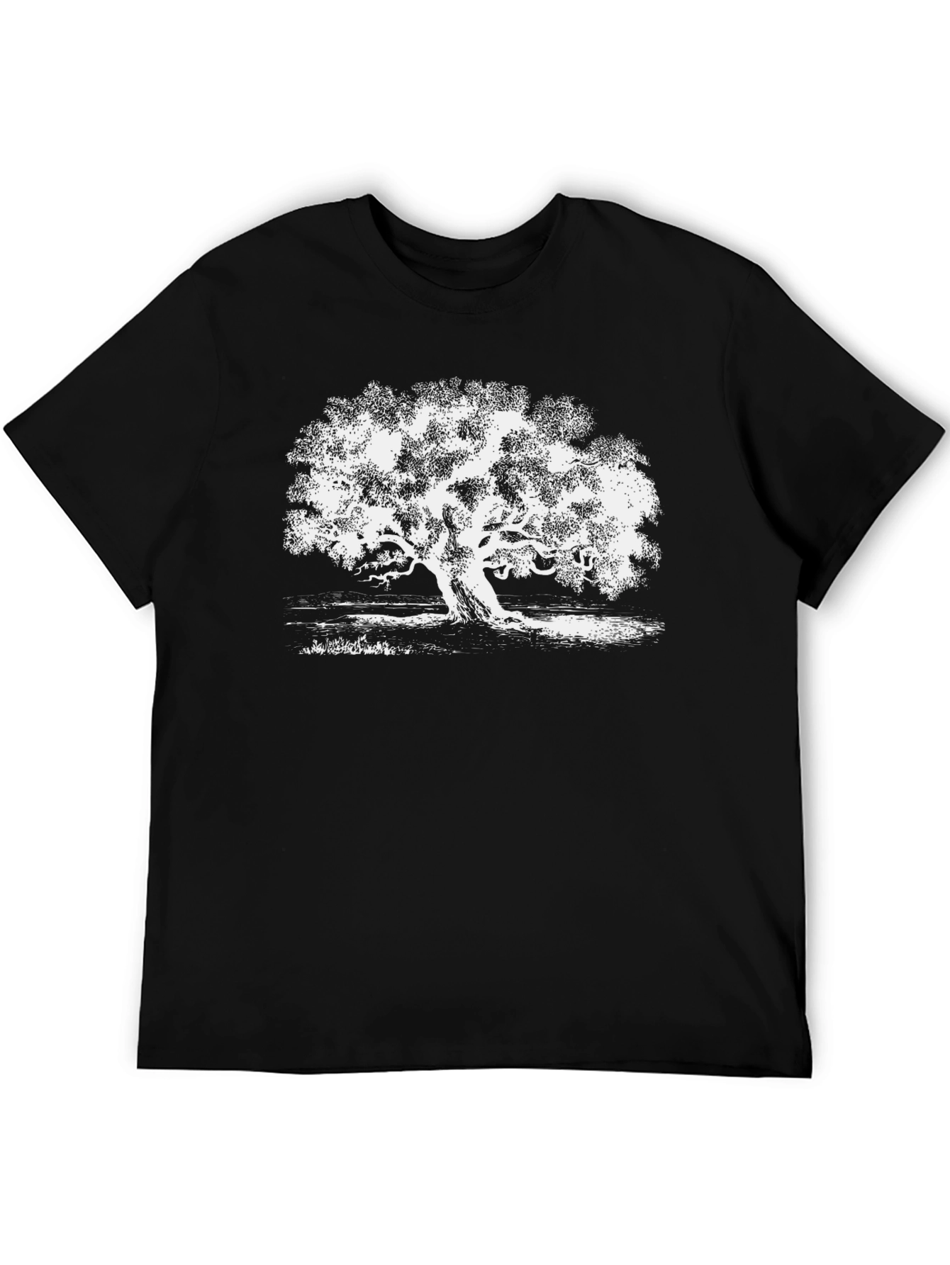 Mens Black Tree Graphic Tee - Nature Inspired Print