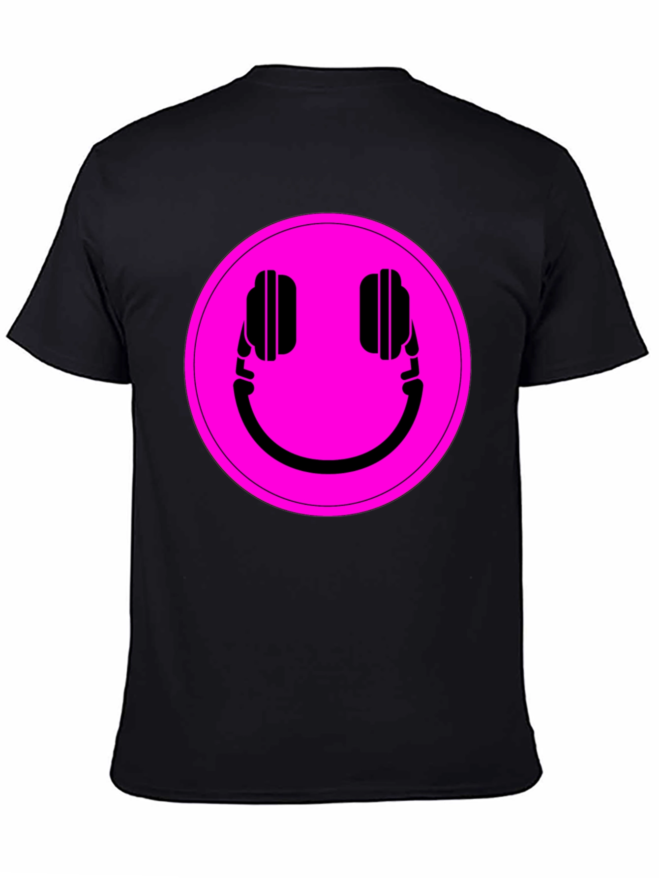 Headphone Smiley Graphic Tee - Black