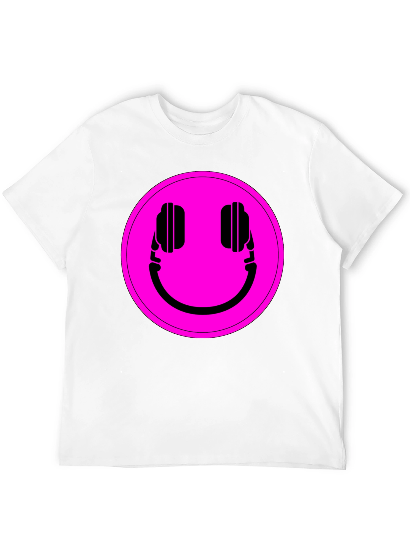 Headphone Smiley Graphic Tee - Black