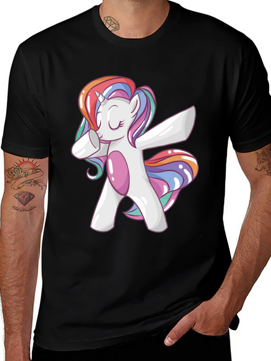 Dabbing Unicorn Graphic Tee - Black Cotton T-Shirt