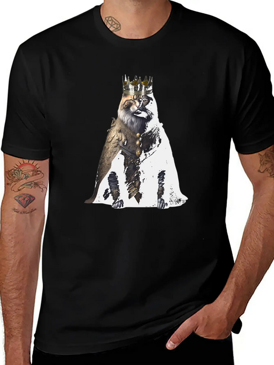 A Cat Dressed As A King Comfortable Minimalist Graphic Tee – Summer Style Essential