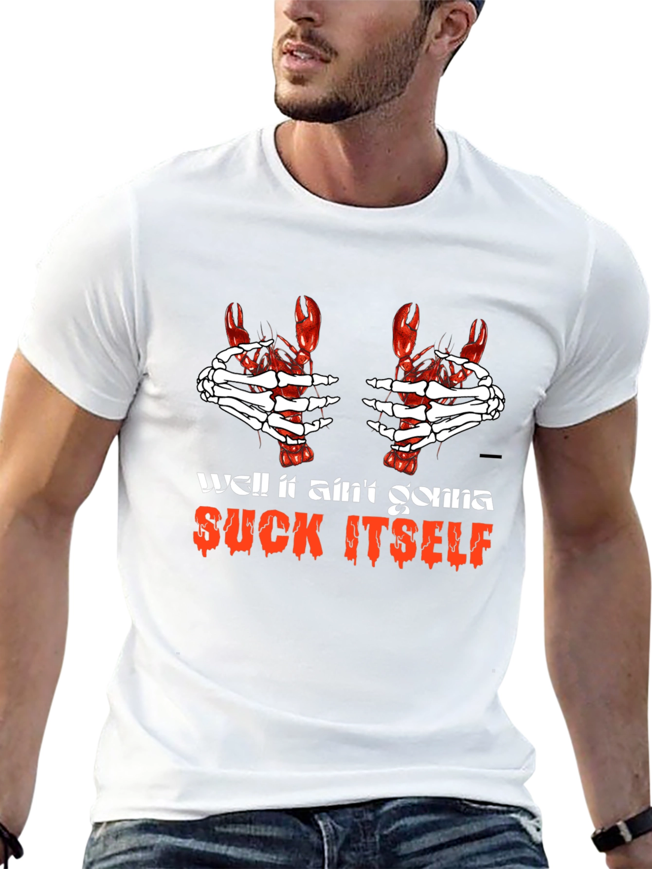 Humorous Lobster Claw Skeleton Hands T-Shirt