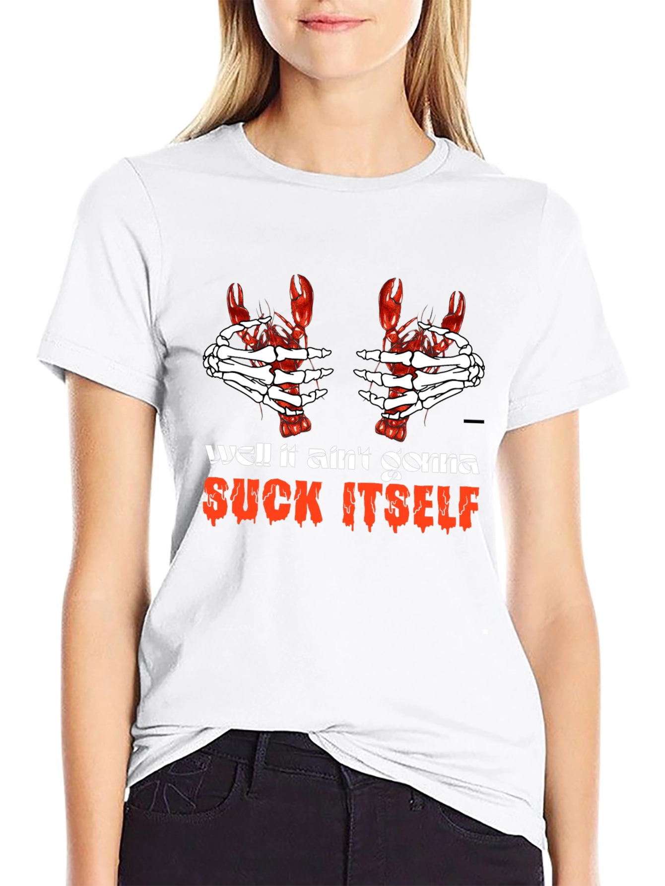 Humorous Lobster Claw Skeleton Hands T-Shirt