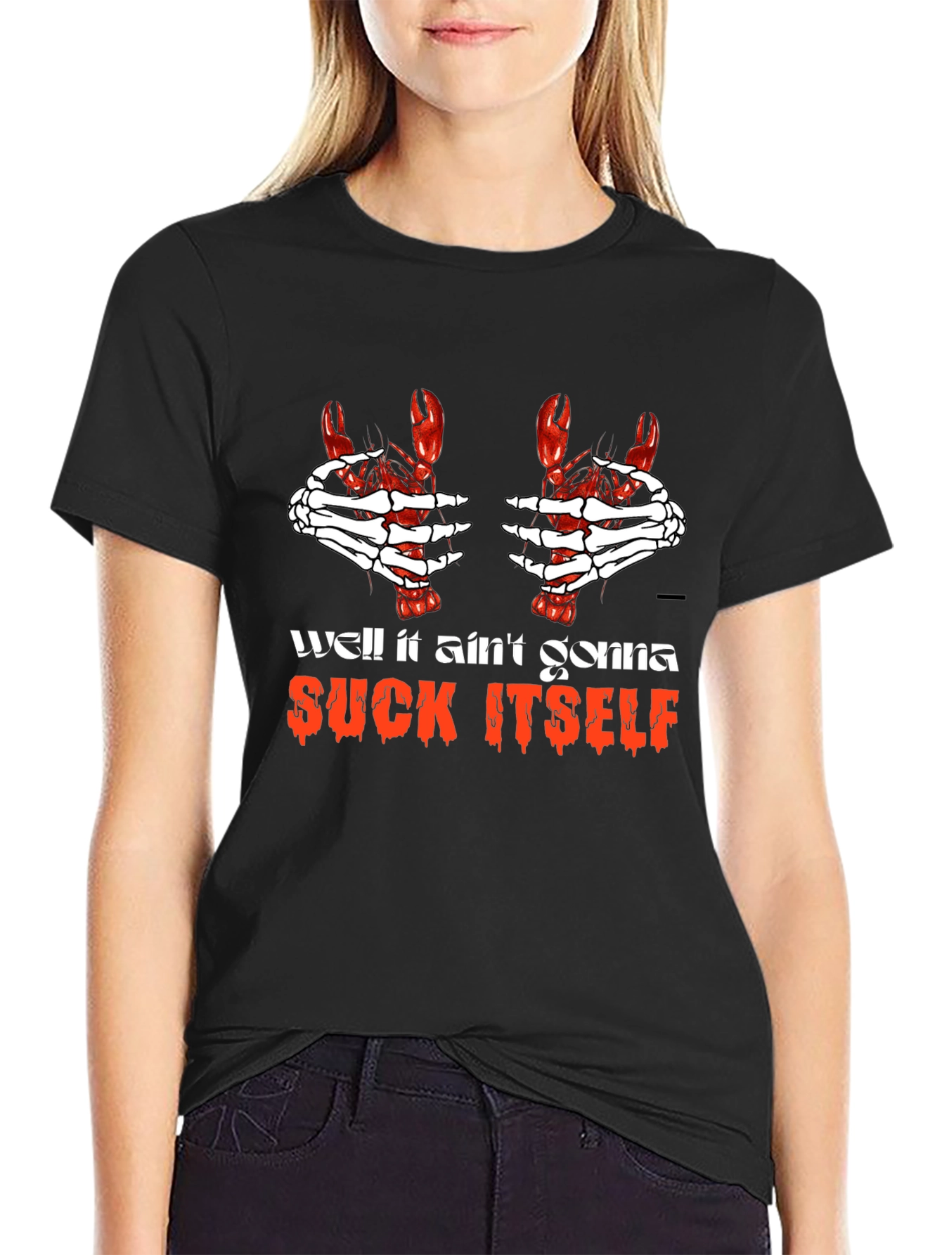 Humorous Lobster Claw Skeleton Hands T-Shirt