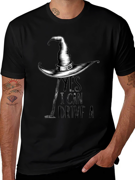 Witch Hat T-Shirt - Yes I Can Drive A Stick Tee