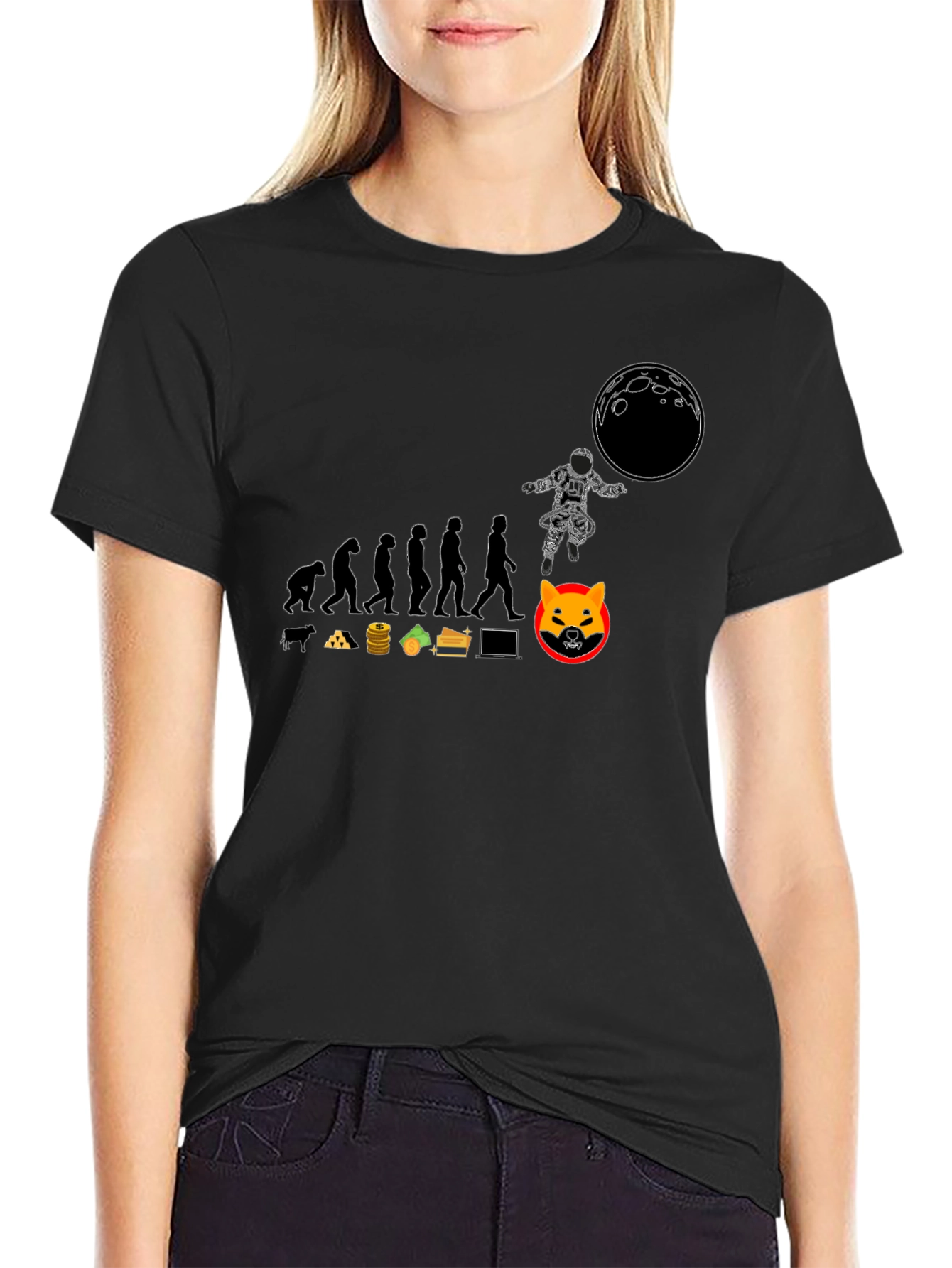 Crypto Evolution Black T-Shirt - Shiba Inu