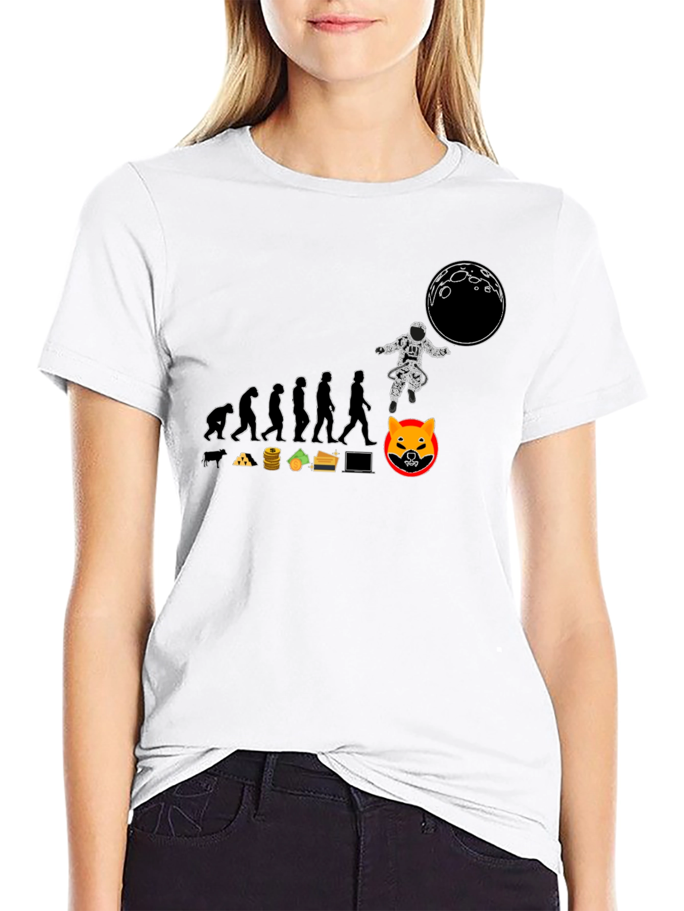 Crypto Evolution Black T-Shirt - Shiba Inu