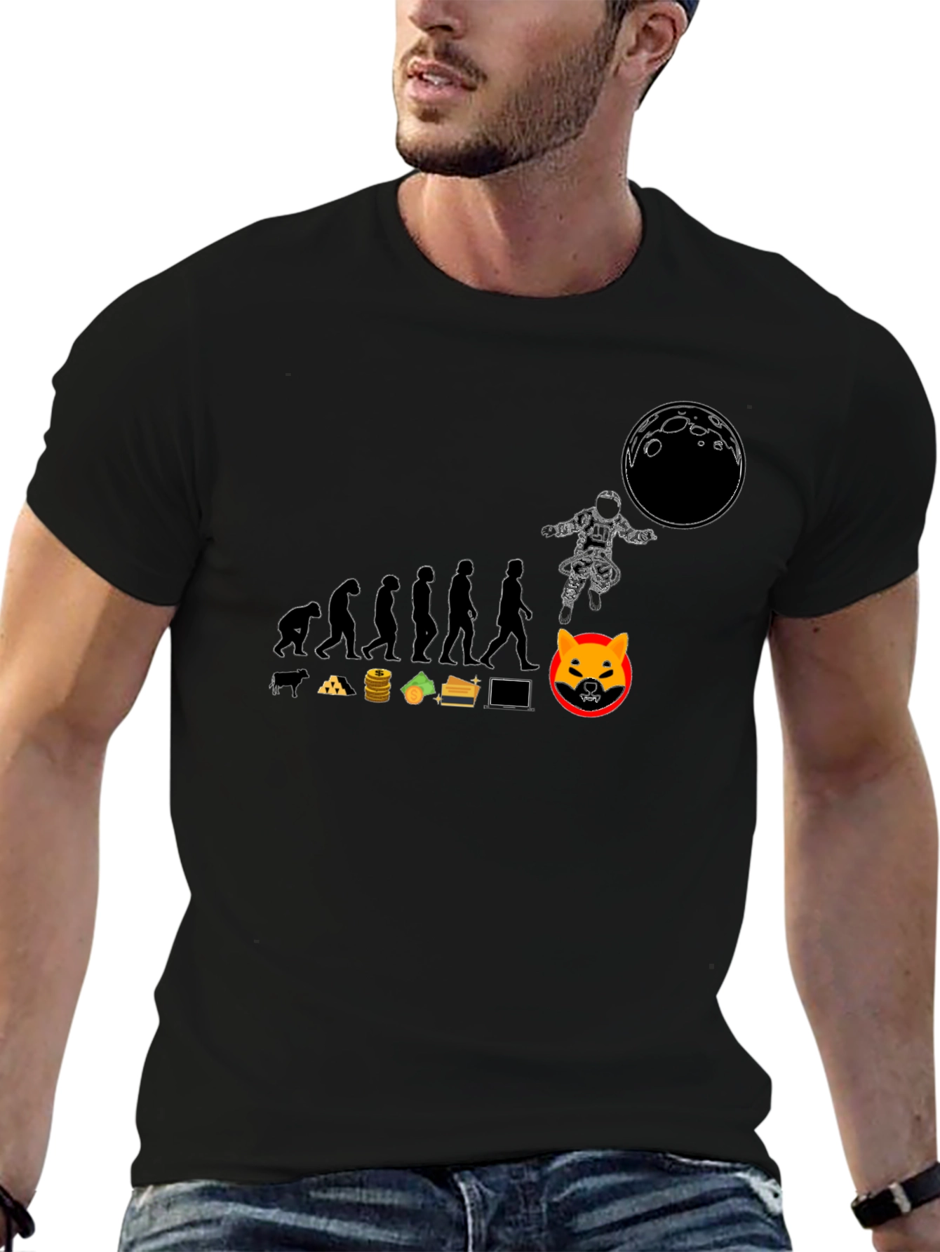 Crypto Evolution Black T-Shirt - Shiba Inu