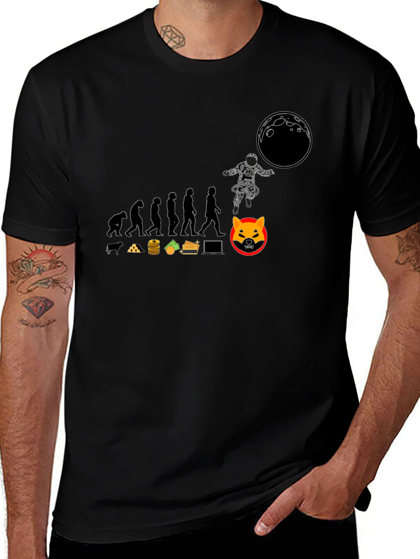 Crypto Evolution Black T-Shirt - Shiba Inu