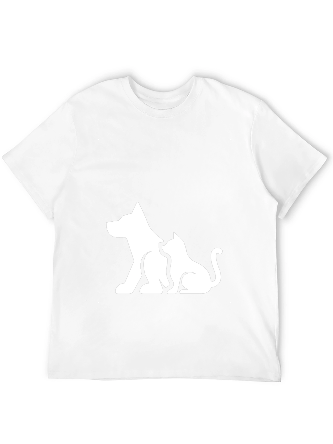 Dog and Cat Graphic Black T-Shirt