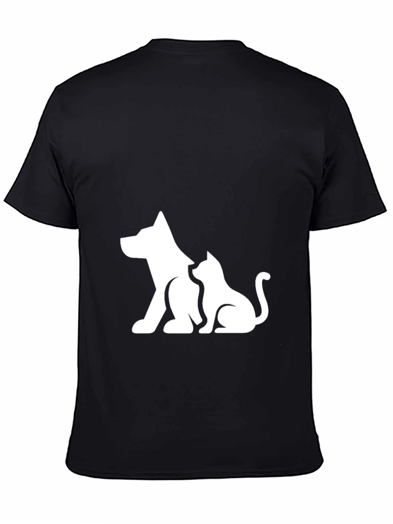 Dog and Cat Graphic Black T-Shirt