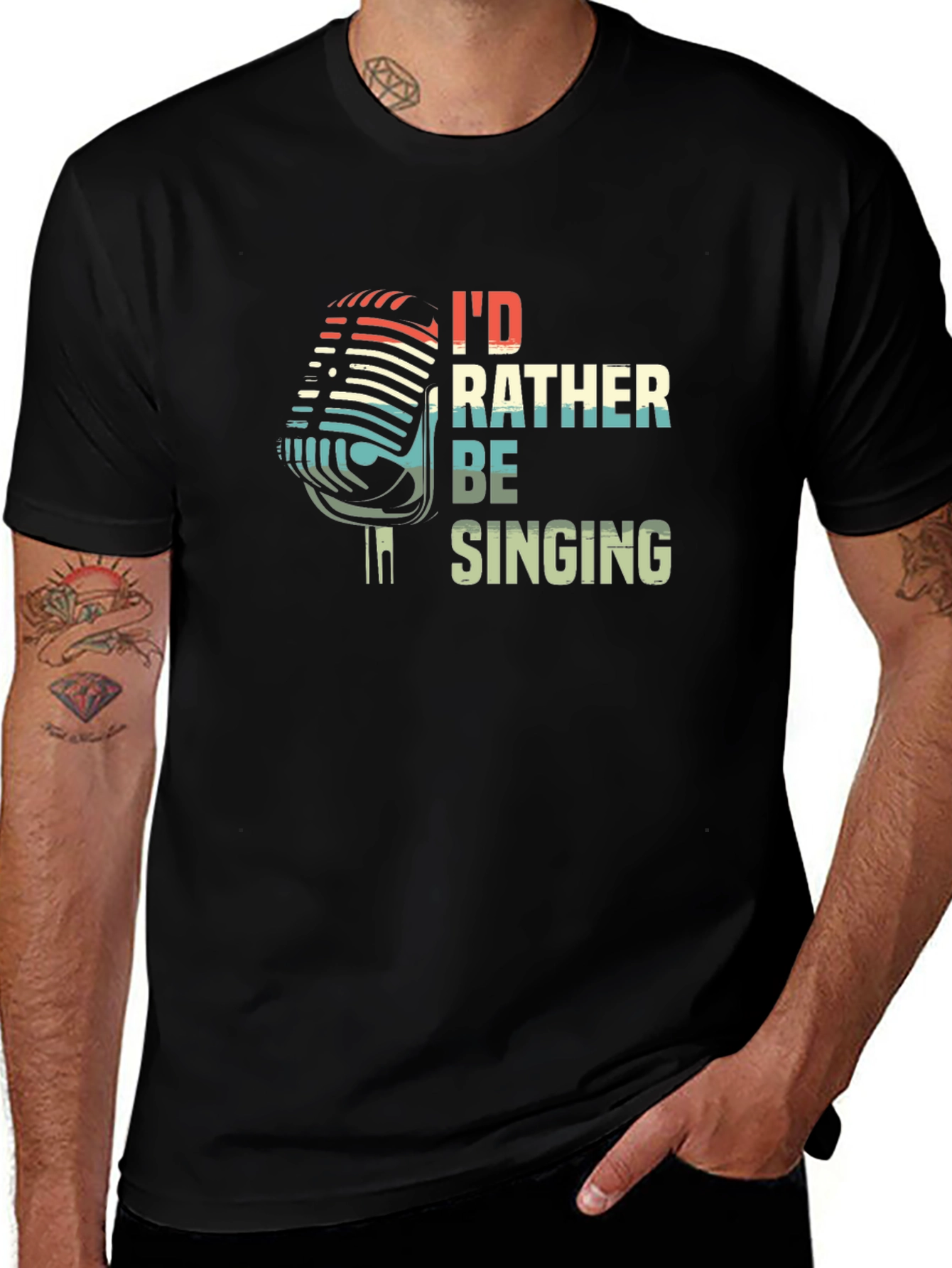 Id Rather Be Singing Retro Microphone T-Shirt