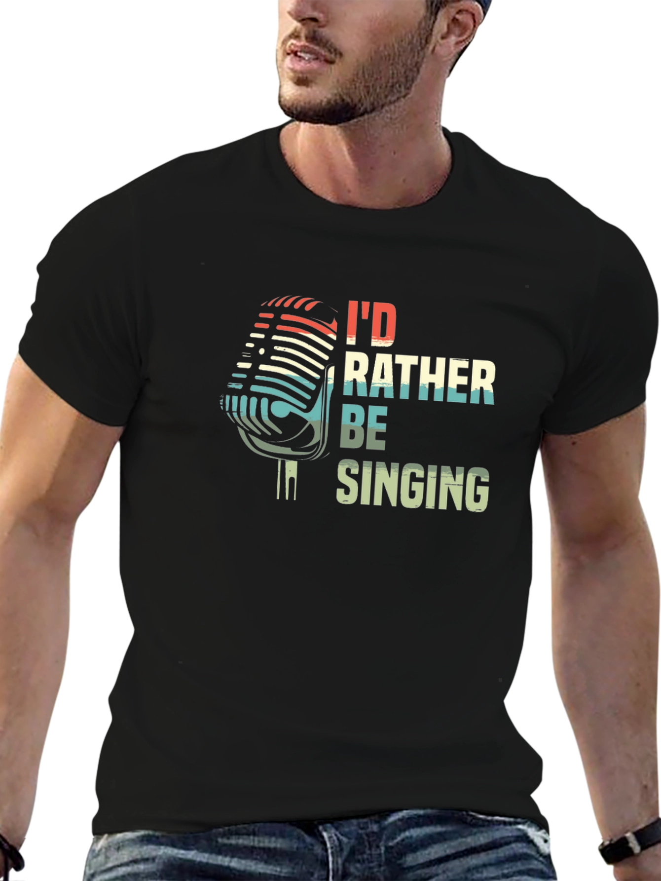Id Rather Be Singing Retro Microphone T-Shirt