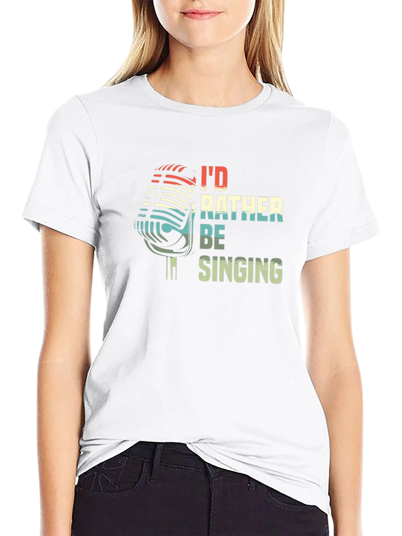 Id Rather Be Singing Retro Microphone T-Shirt