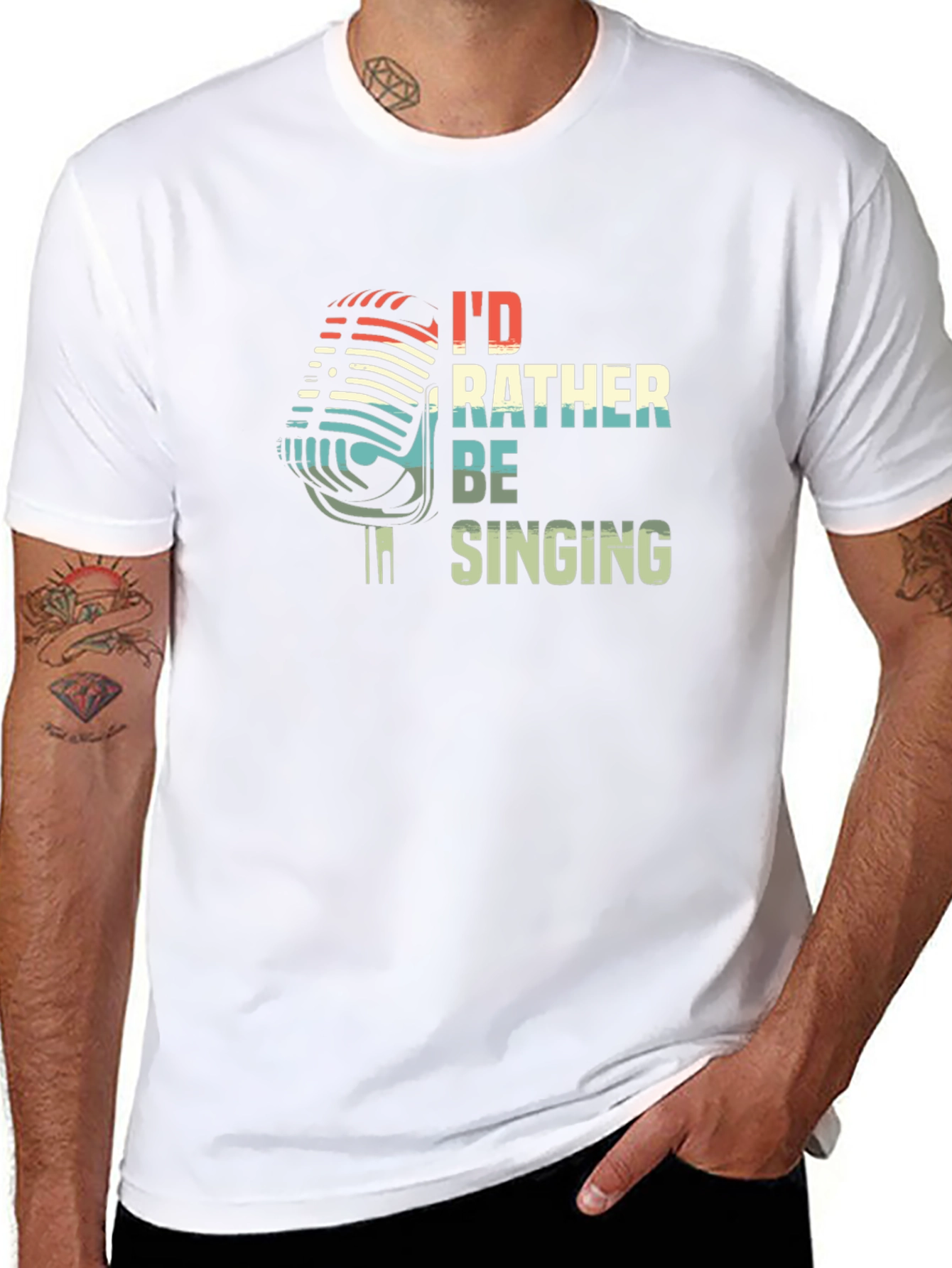 Id Rather Be Singing Retro Microphone T-Shirt