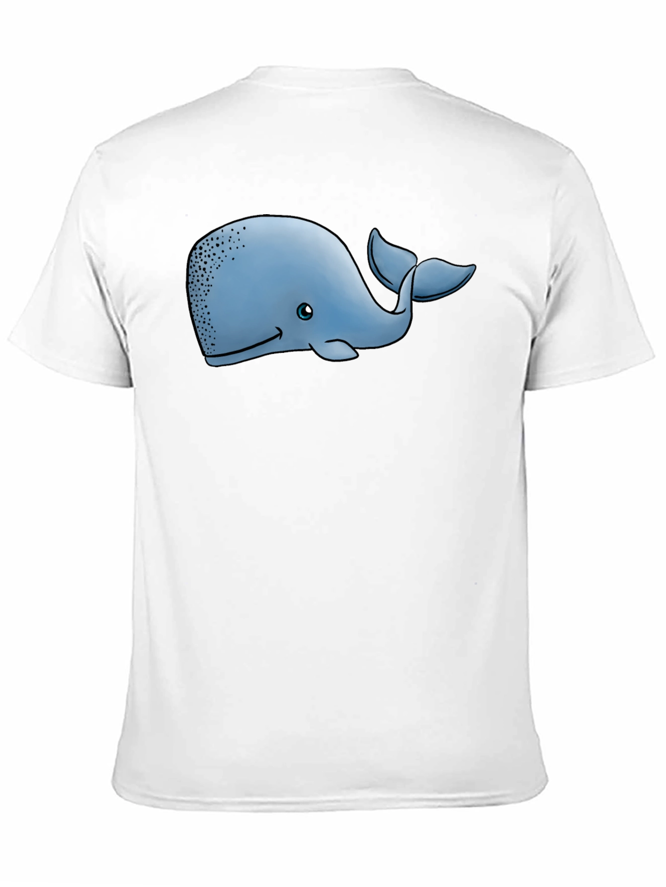 Cartoon Whale Graphic Tee - Black Cotton T-Shirt