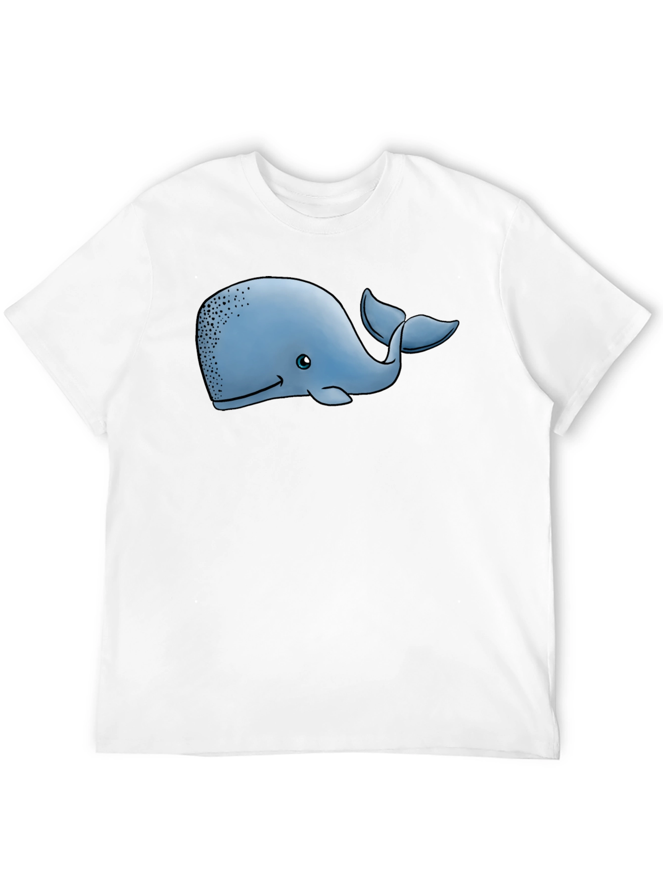 Cartoon Whale Graphic Tee - Black Cotton T-Shirt