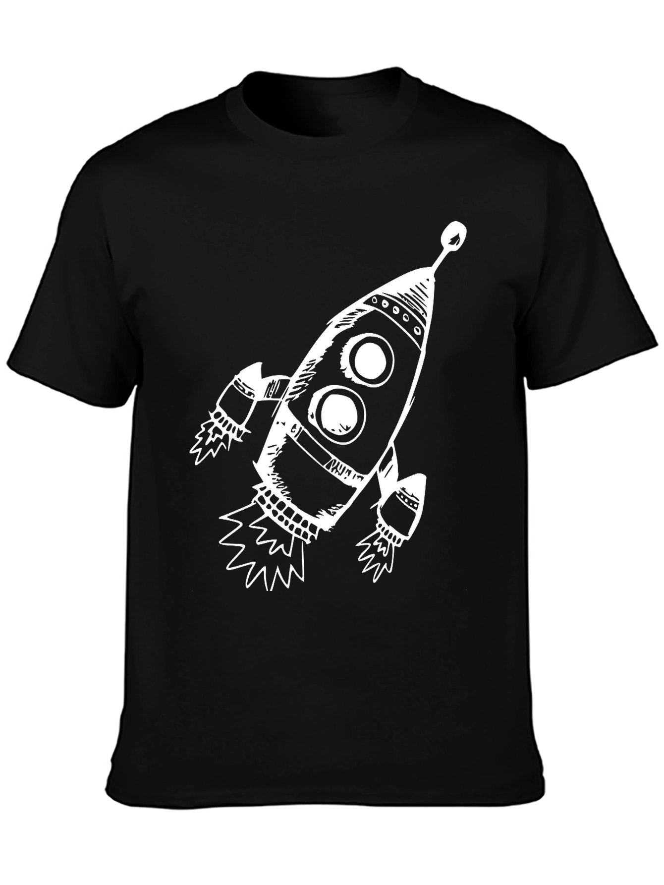 Rocket Graphic Black T-Shirt - Space Adventure