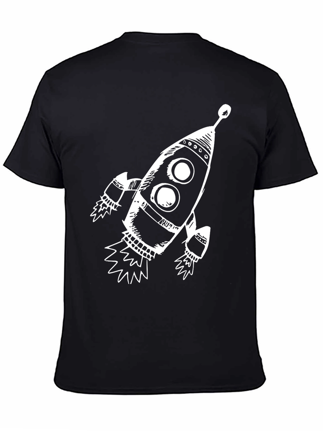 Rocket Graphic Black T-Shirt - Space Adventure