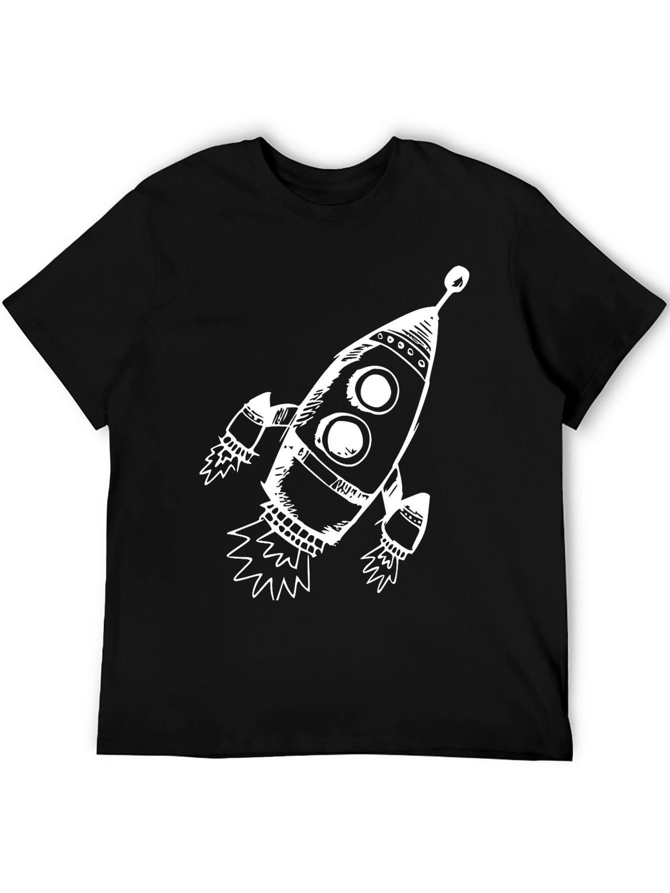 Rocket Graphic Black T-Shirt - Space Adventure