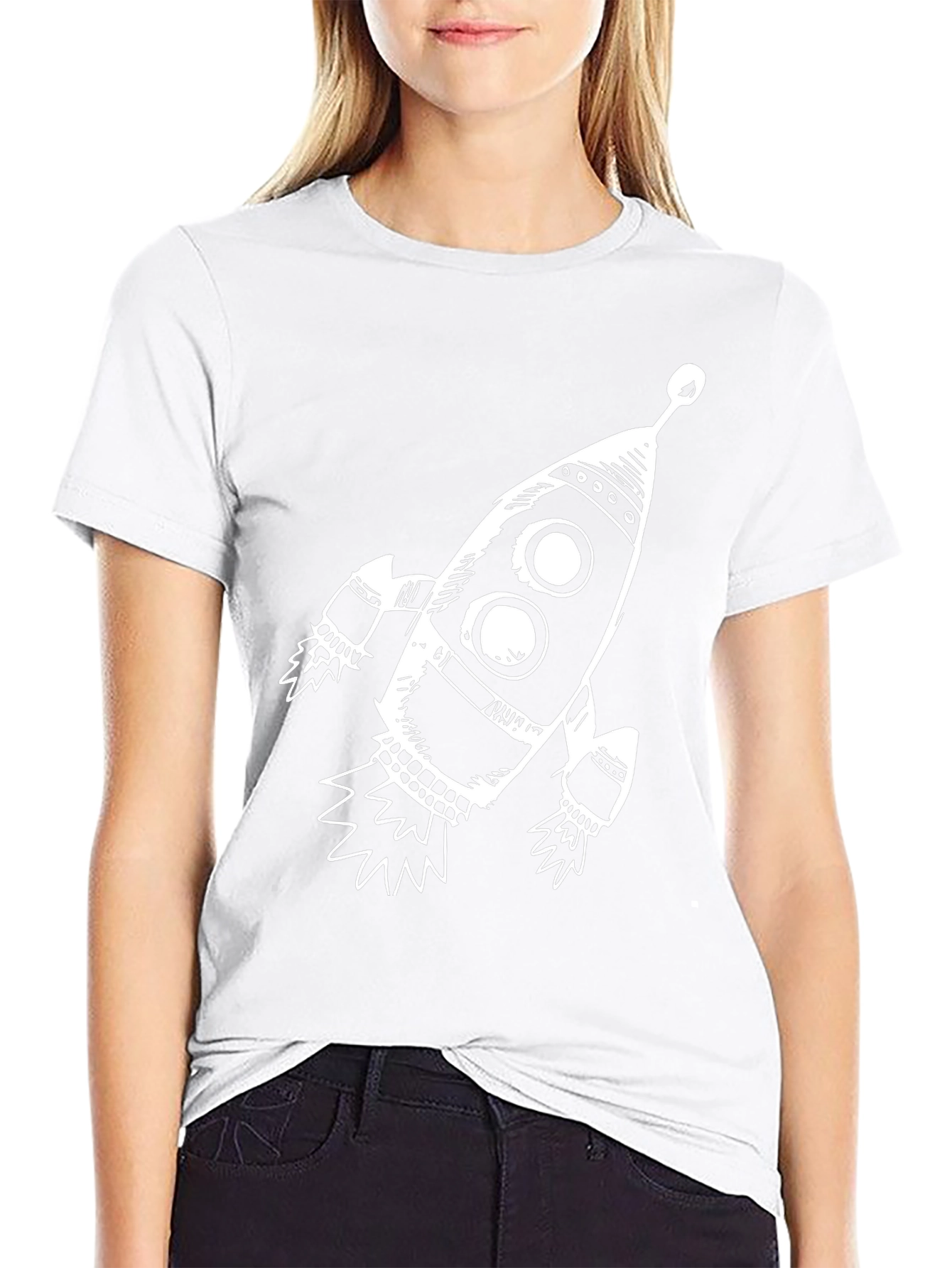 Rocket Graphic Black T-Shirt - Space Adventure