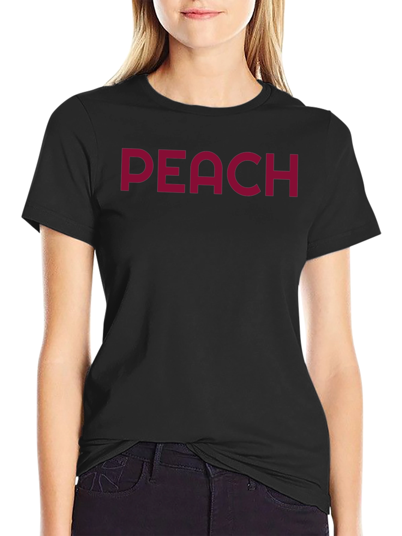Peach Graphic Black T-Shirt - Stylish Casual Wear