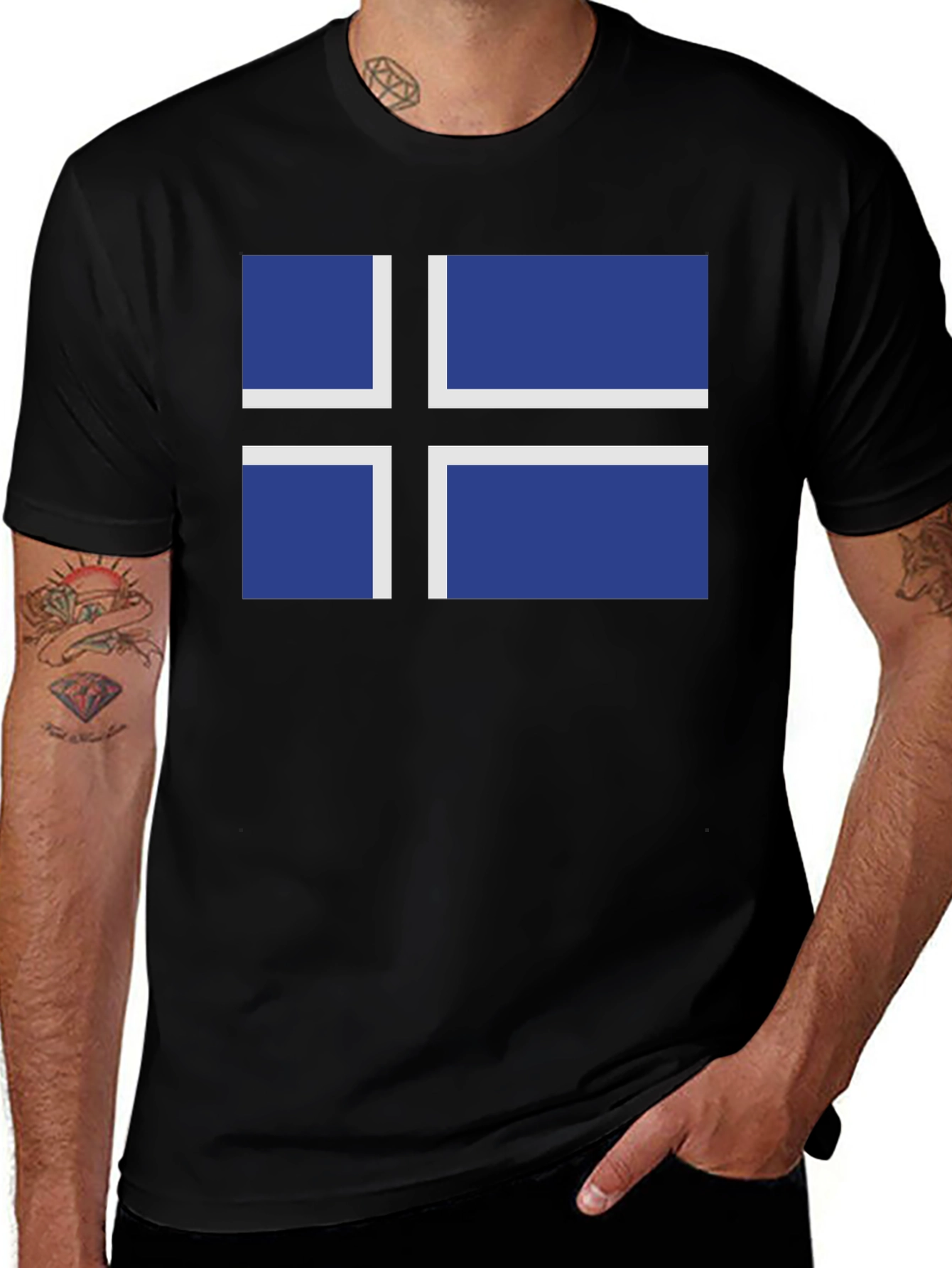 Estonian Flag T-Shirt - Black Crew Neck Tee