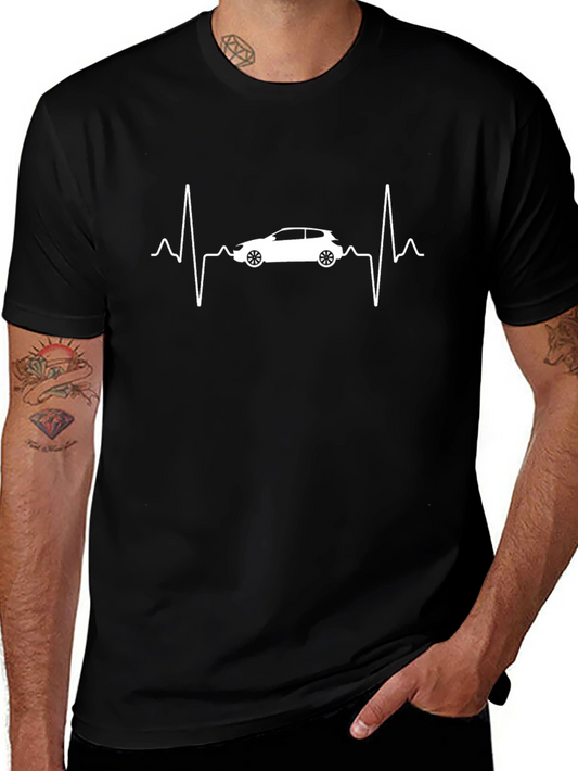 Car Heartbeat Graphic Tee - Black