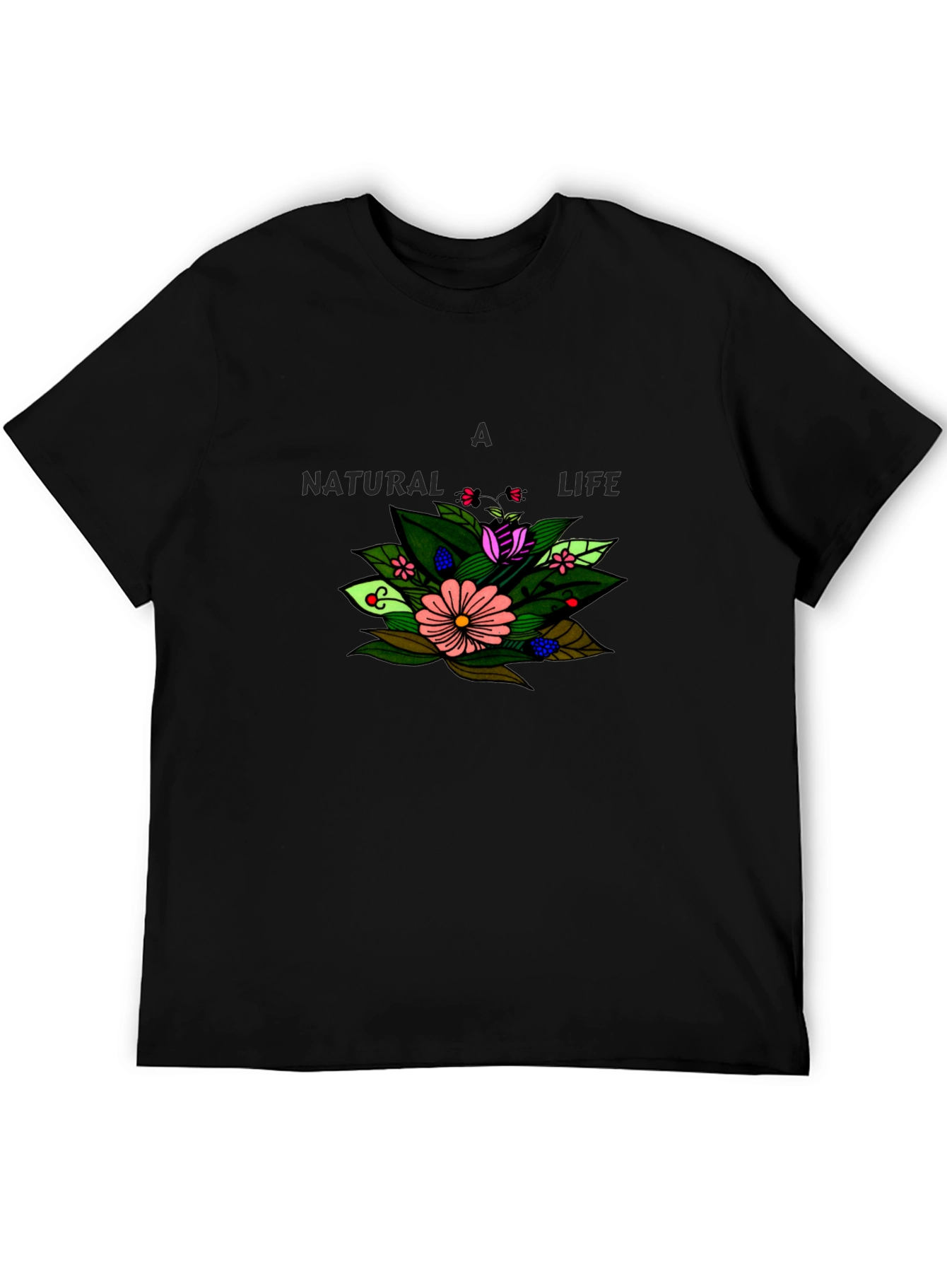 A Natural Life Floral Graphic Black T-Shirt