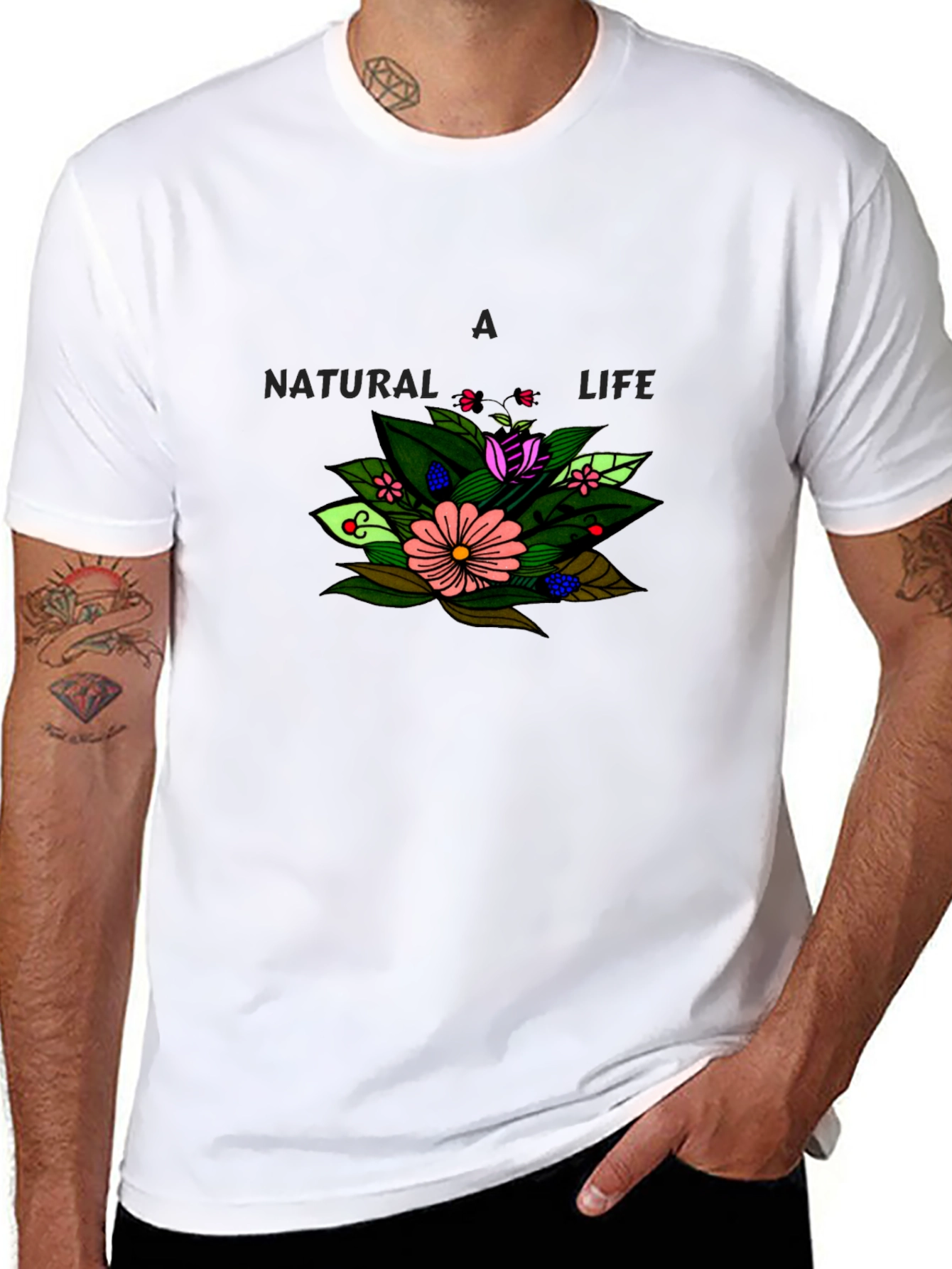 A Natural Life Floral Graphic Black T-Shirt