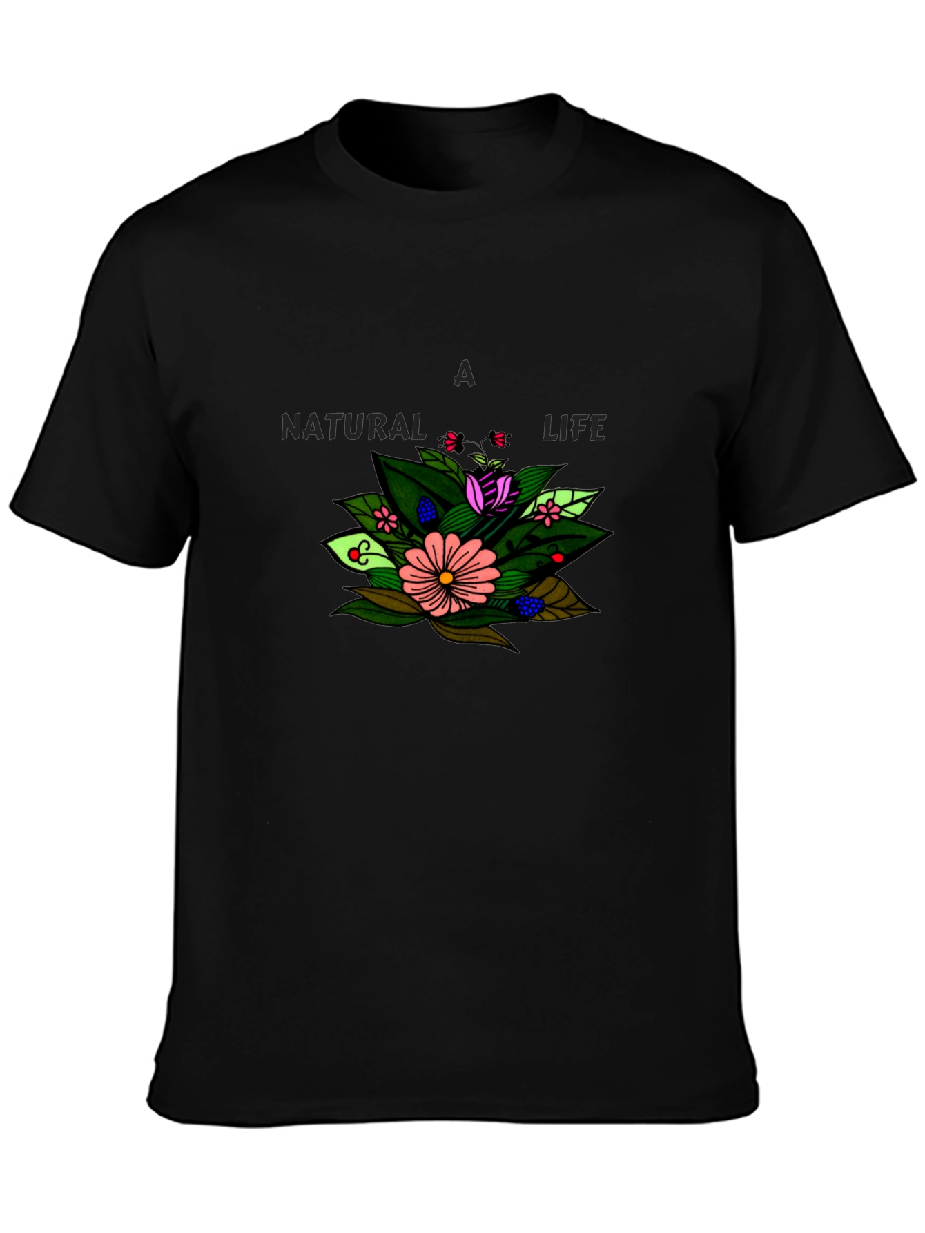 A Natural Life Floral Graphic Black T-Shirt