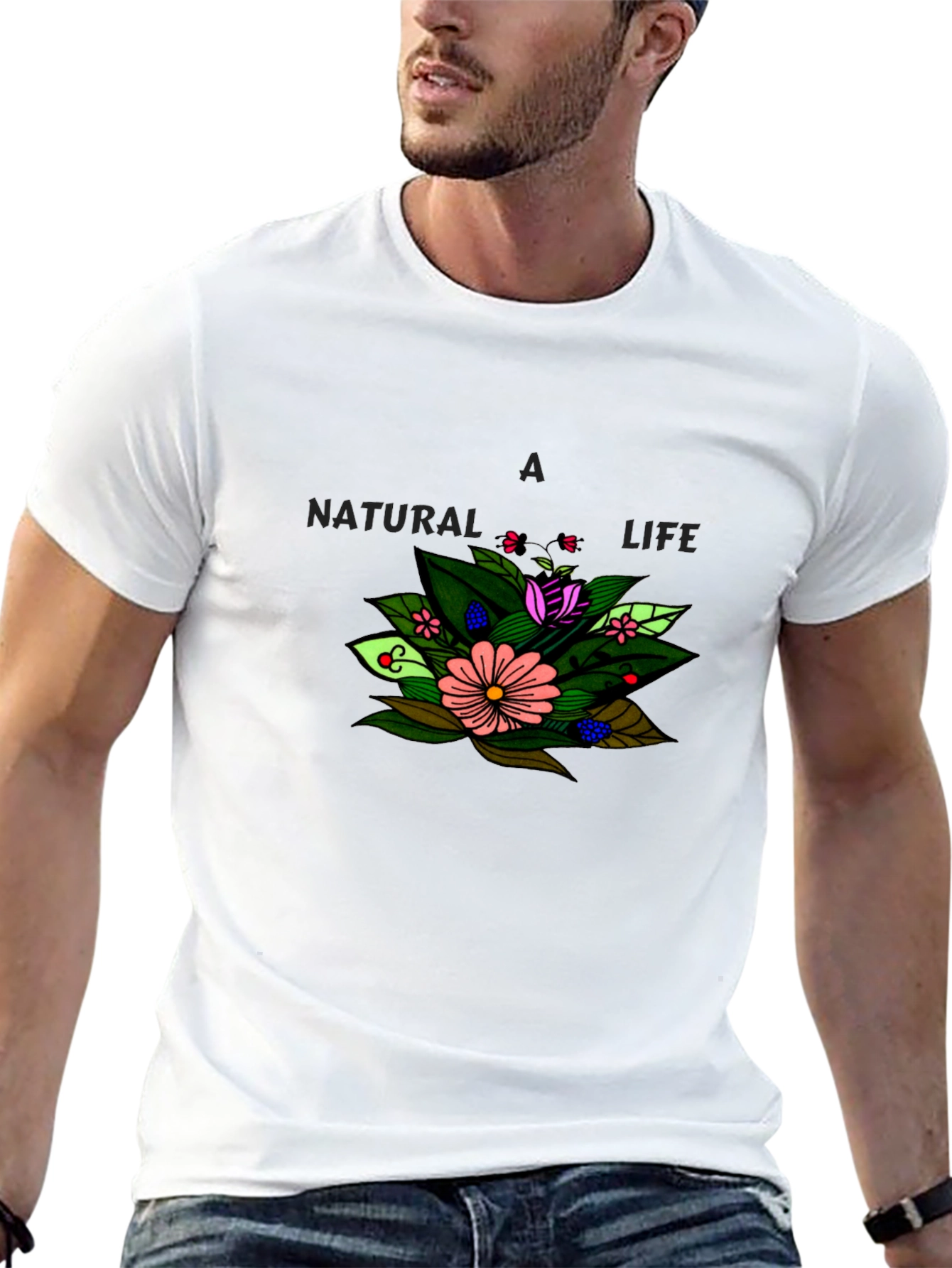 A Natural Life Floral Graphic Black T-Shirt